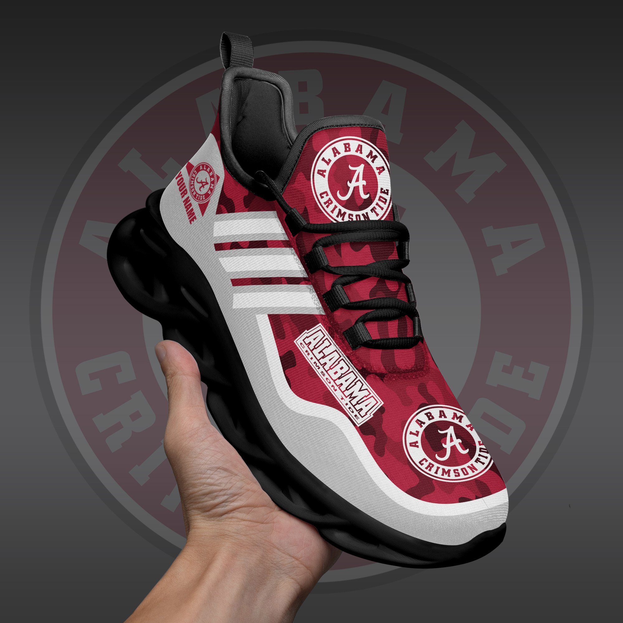 Alabama Crimson Tide Black Max Soul Shoes 2025 Versions Custom Name 466