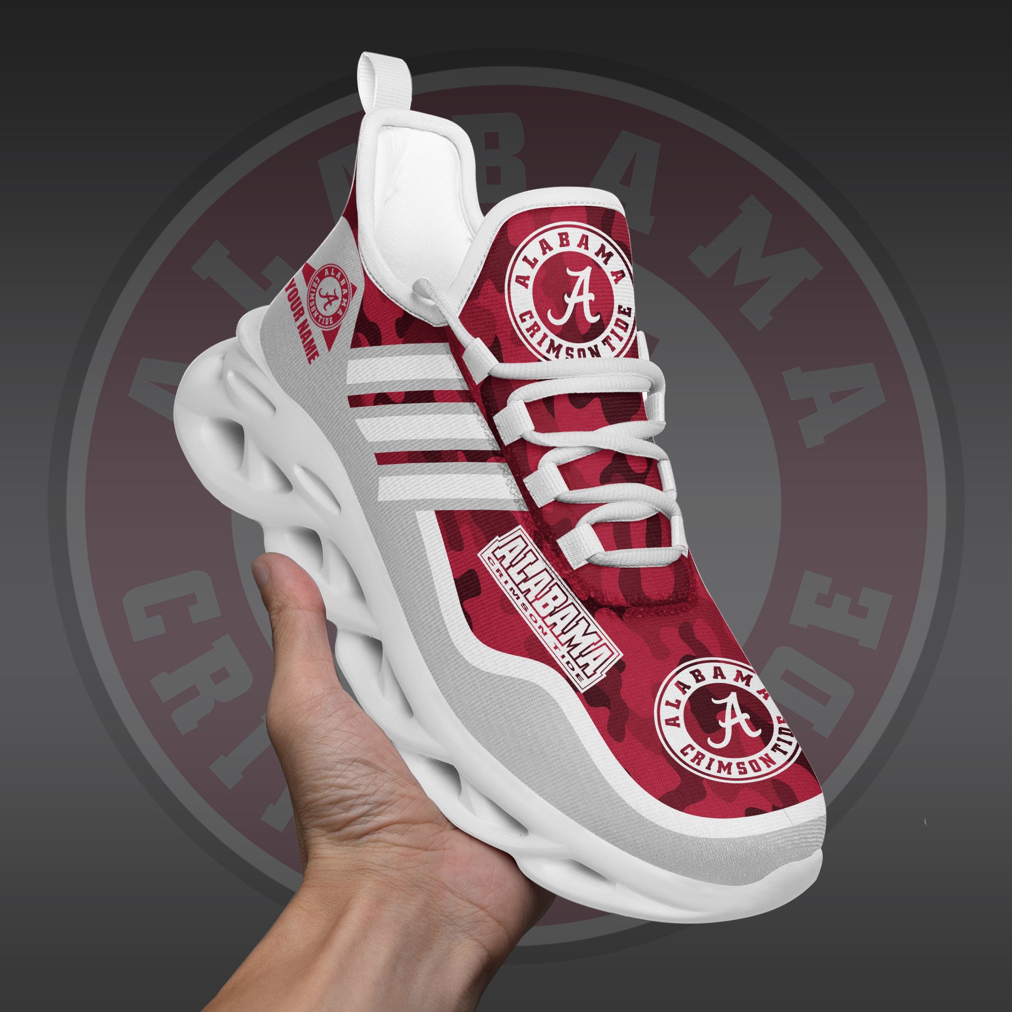 Alabama Crimson Tide Black Max Soul Shoes 2025 Versions Custom Name 466