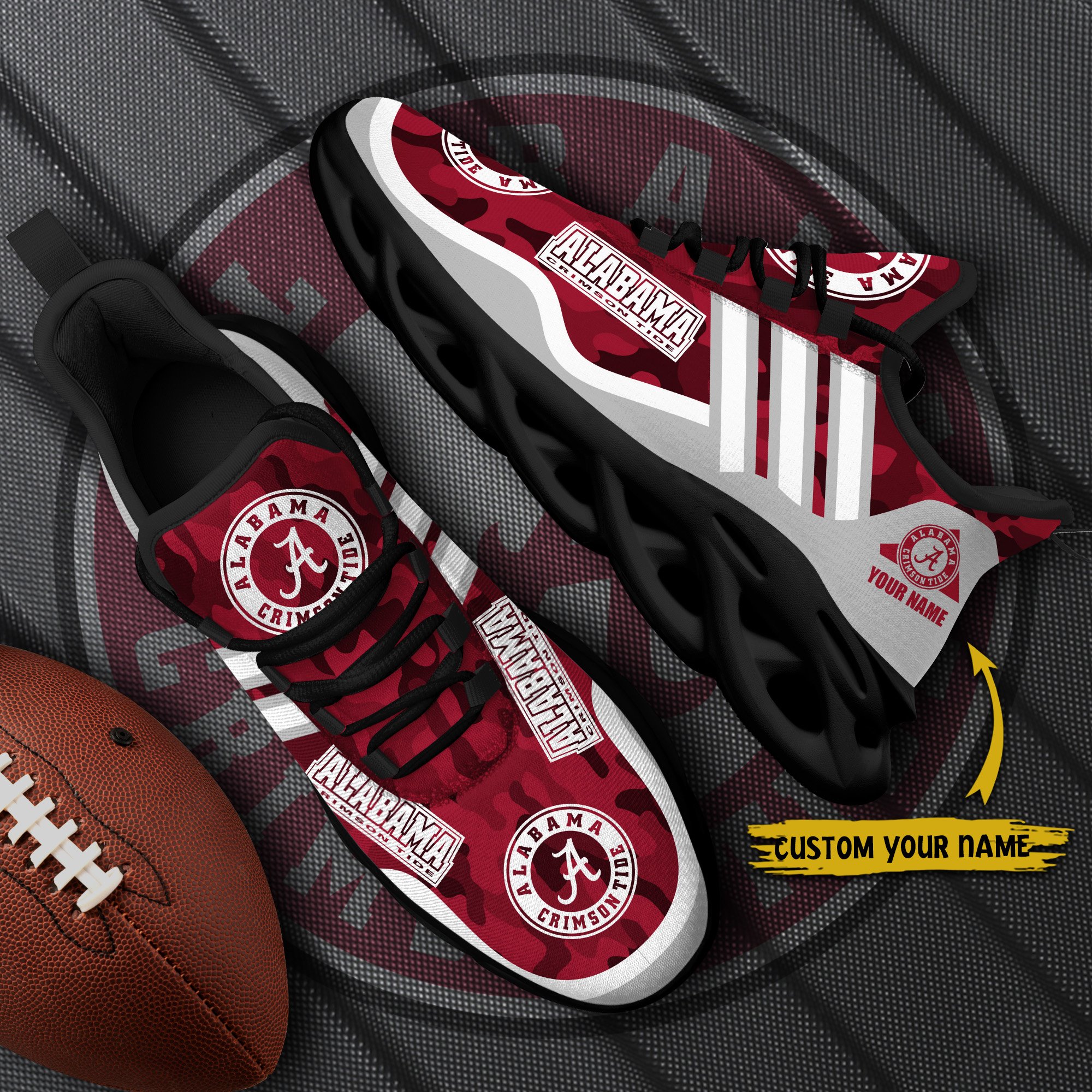 Alabama Crimson Tide Black Max Soul Shoes 2025 Versions Custom Name 466