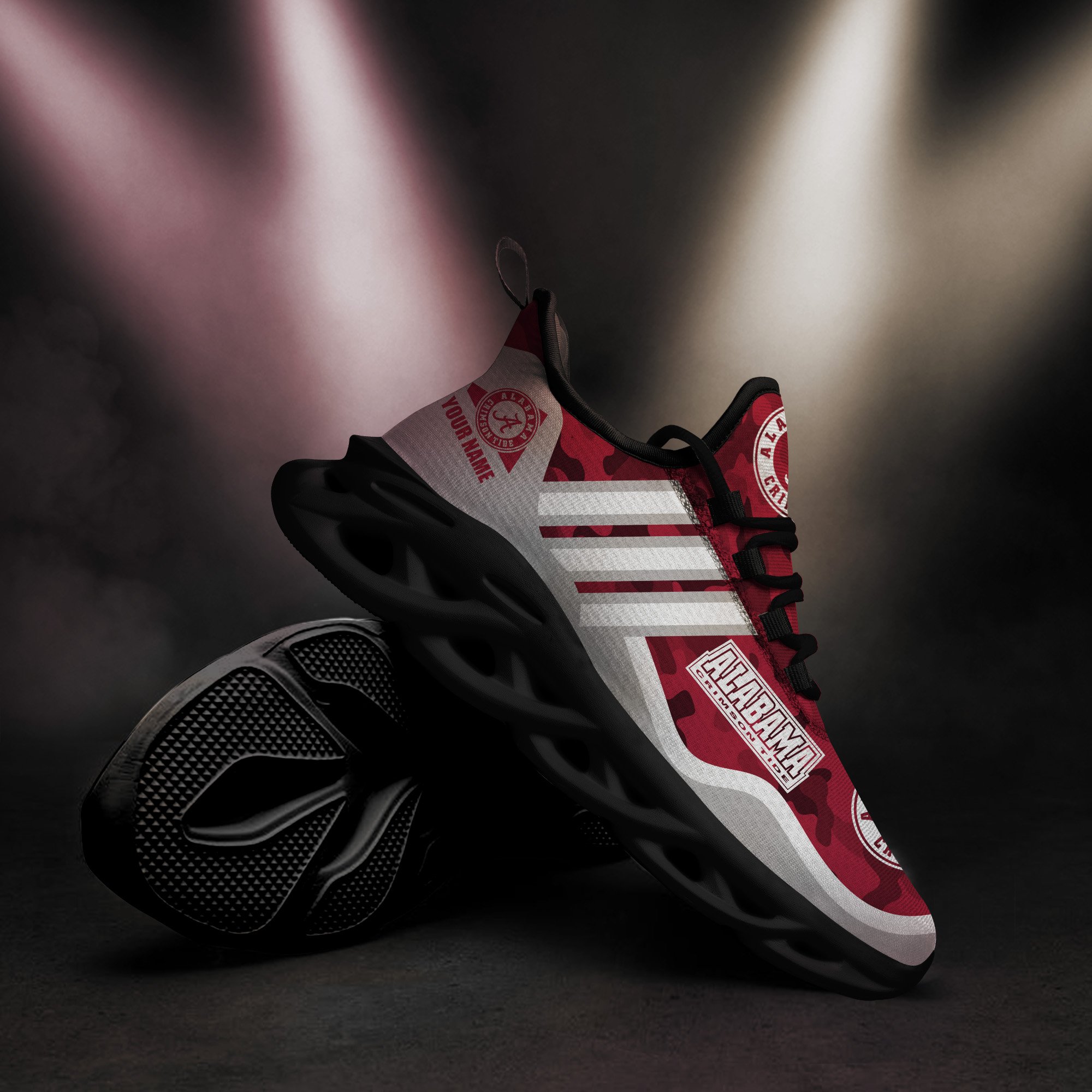 Alabama Crimson Tide Black Max Soul Shoes 2025 Versions Custom Name 466
