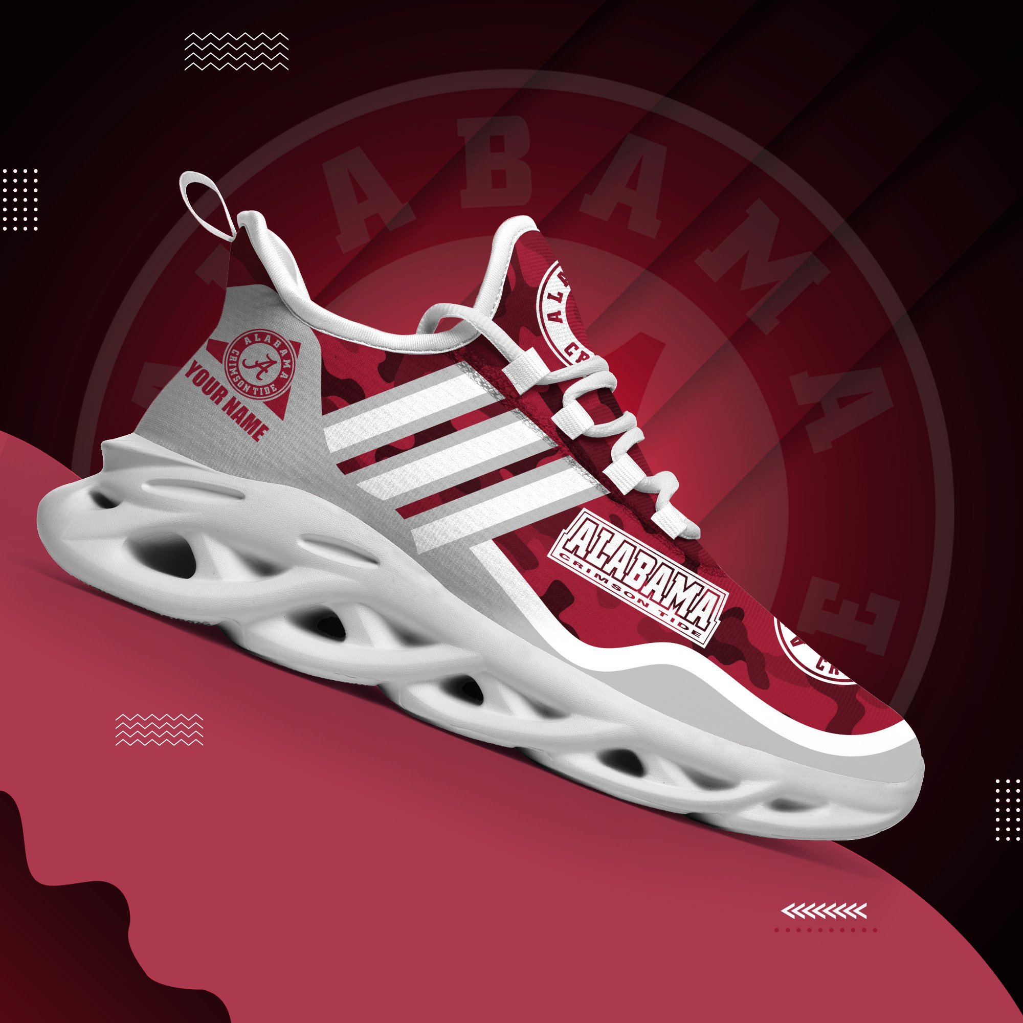 Alabama Crimson Tide Black Max Soul Shoes 2025 Versions Custom Name 466