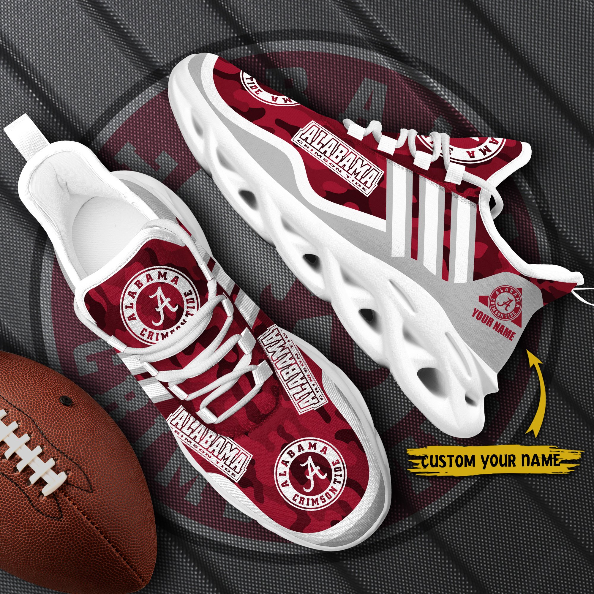 Alabama Crimson Tide Black Max Soul Shoes 2025 Versions Custom Name 466