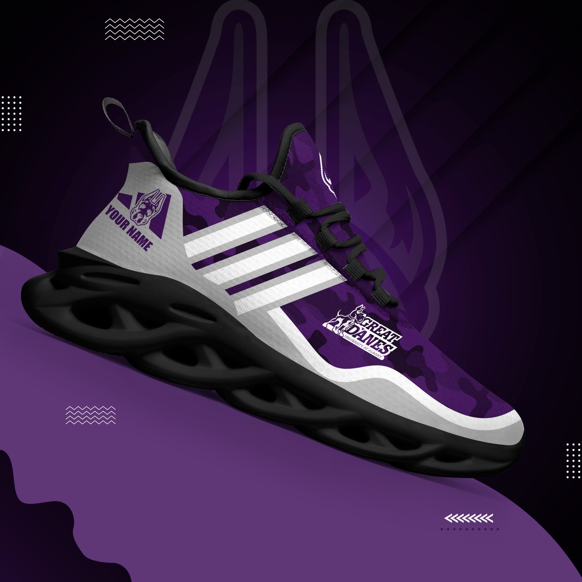 Albany Great Danes Black Max Soul Shoes 2025 Versions Custom Name 466
