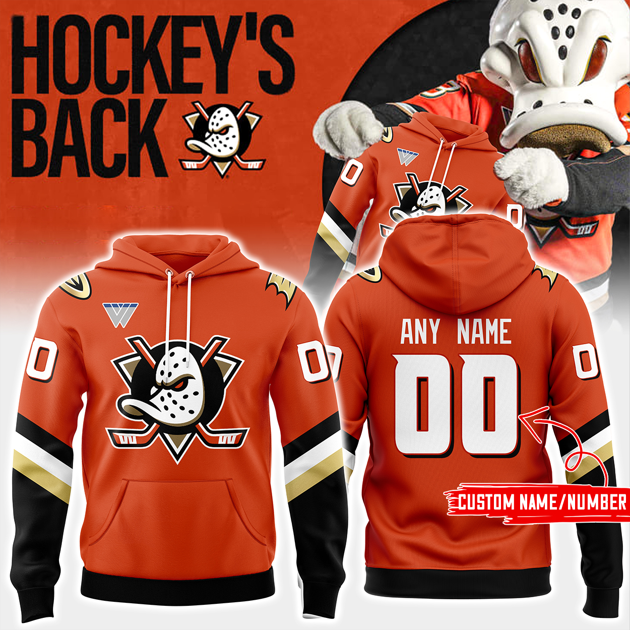 Anaheim Ducks Orange Home Breakaway Hoodie 