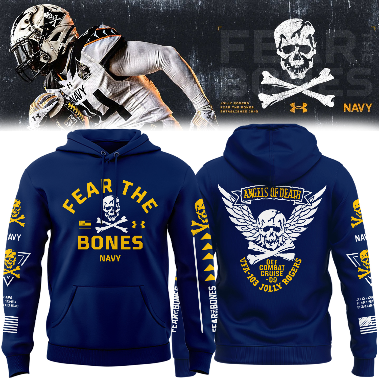 Angel Of Death Jolly Rogers Navy Midshipmen Hoodie 