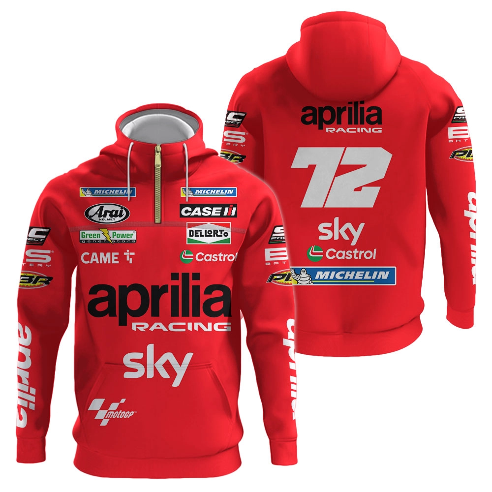 Aprilia Racing Personalized Zipper clothing, Half zip hoodie, Sweatshirt, Apparel Full Printing 