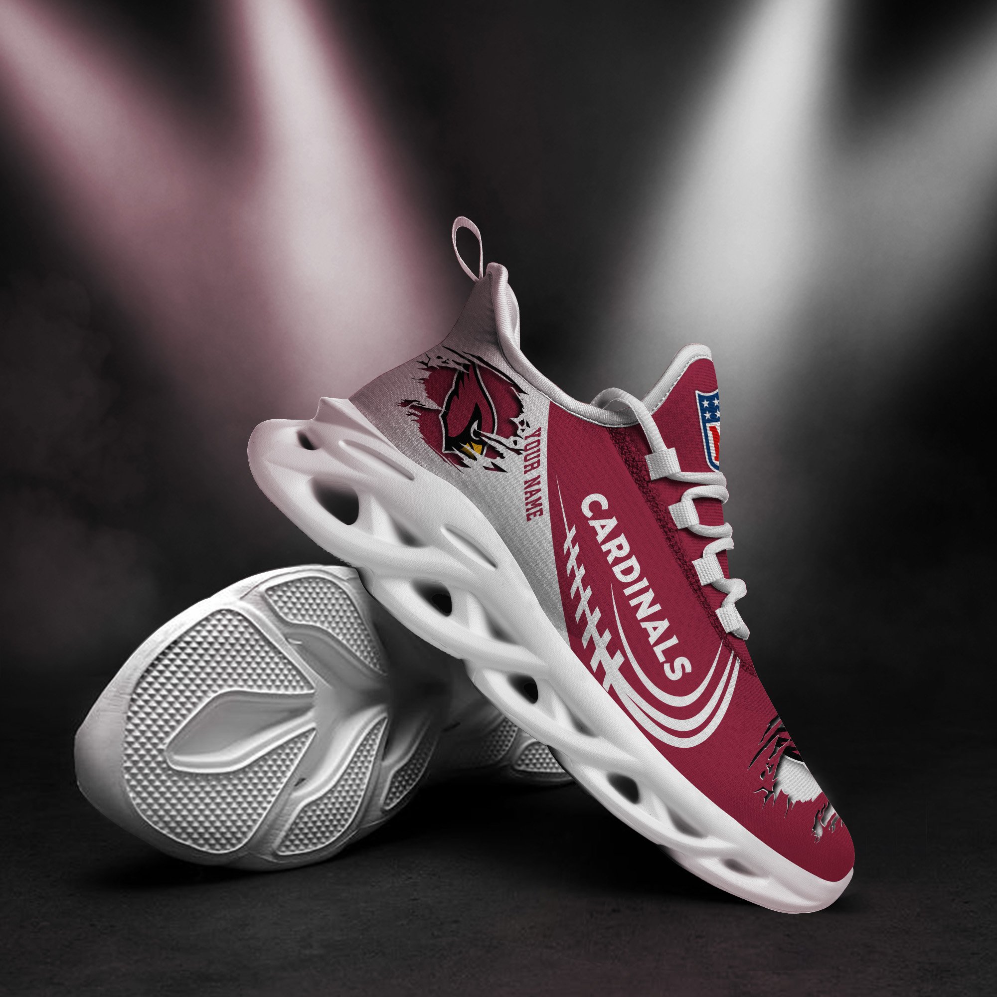Arizona Cardinals Black Max Soul Shoes 2025 Versions Custom Name 003