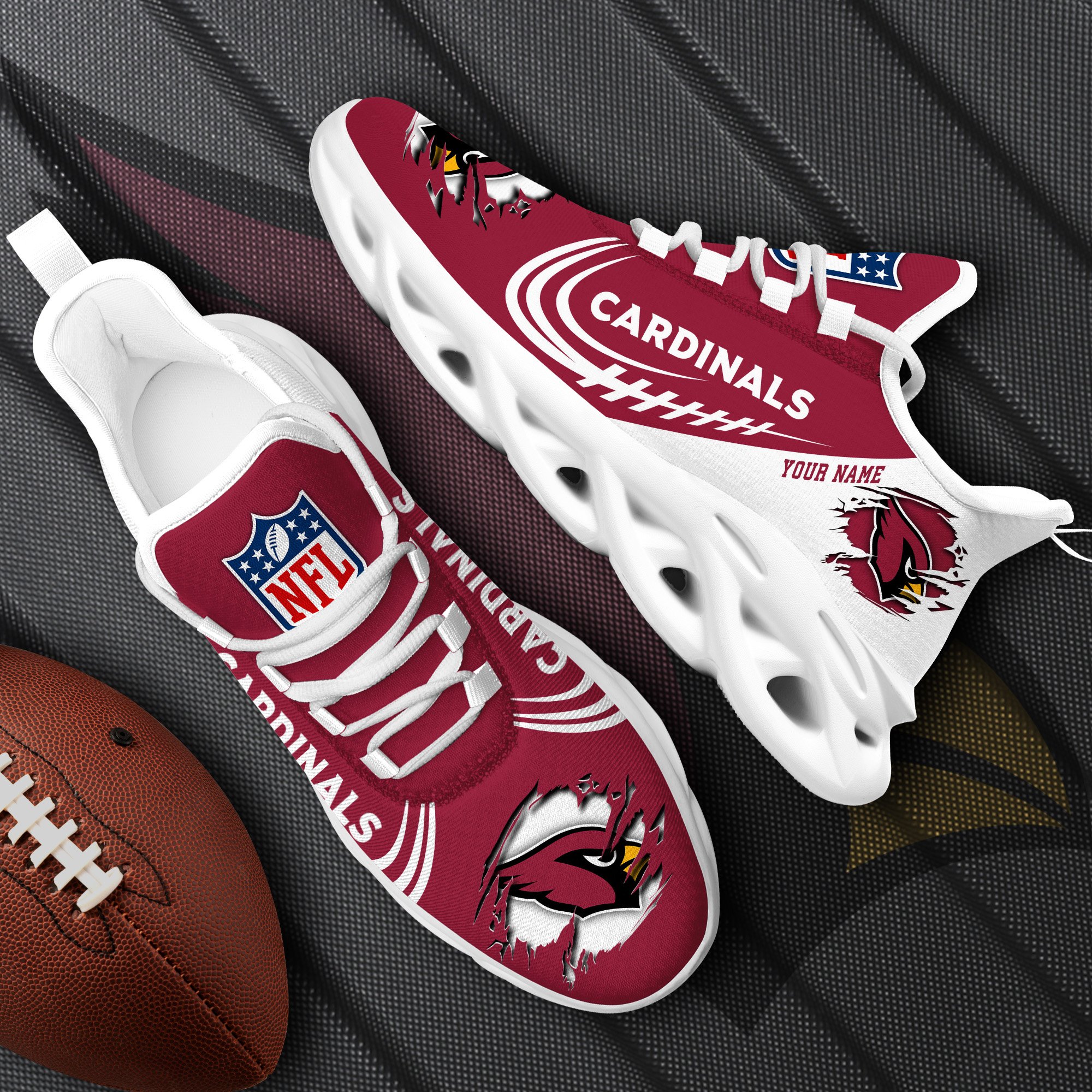 Arizona Cardinals Black Max Soul Shoes 2025 Versions Custom Name 003