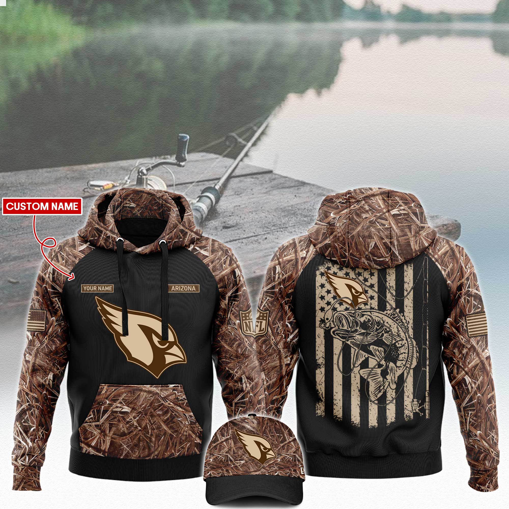 Arizona Cardinals x Fishing   Hoodie  V3 