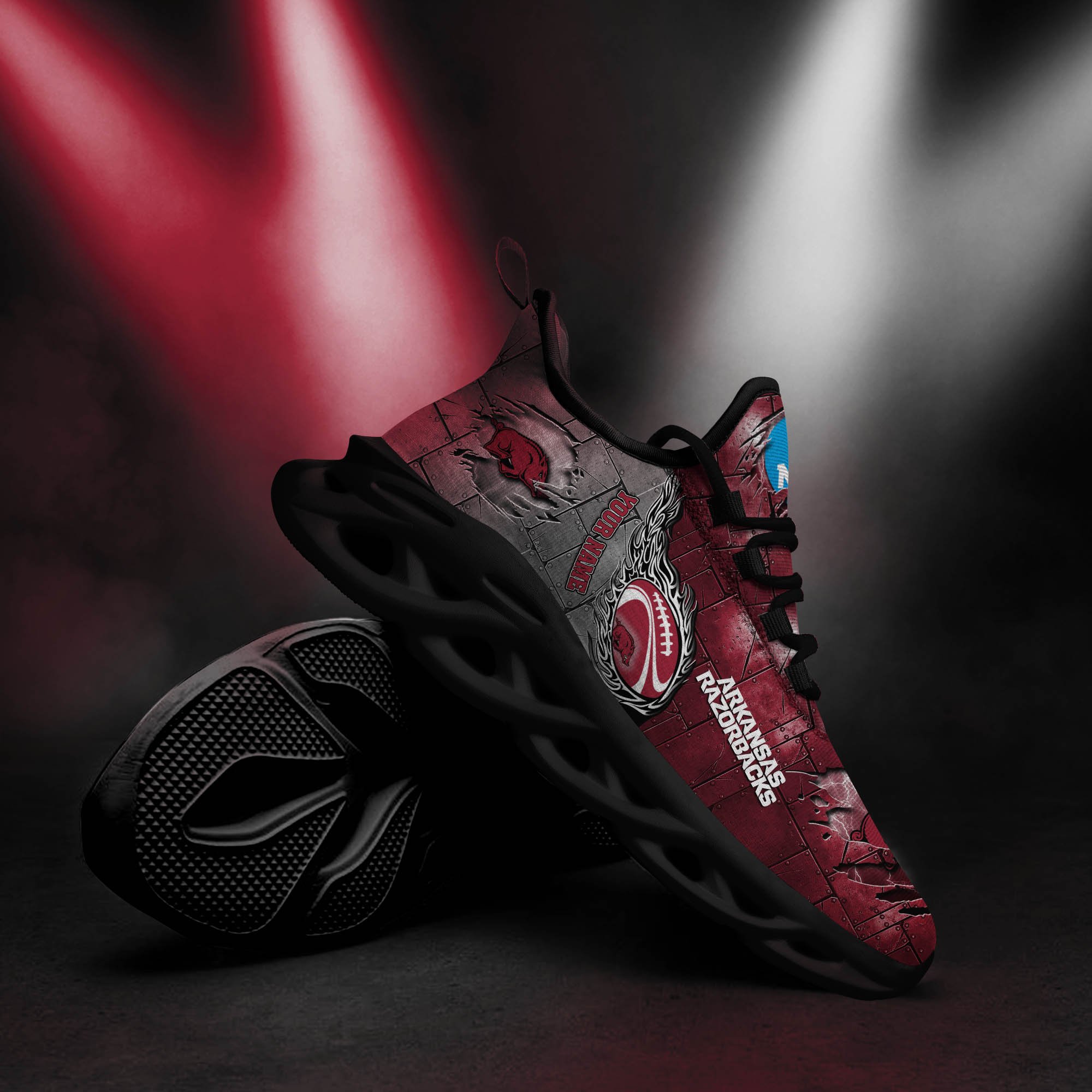 Arkansas Razorbacks Black Max Soul Shoes 2025 Versions, White Max Soul Shoes Custom Your Name PH879