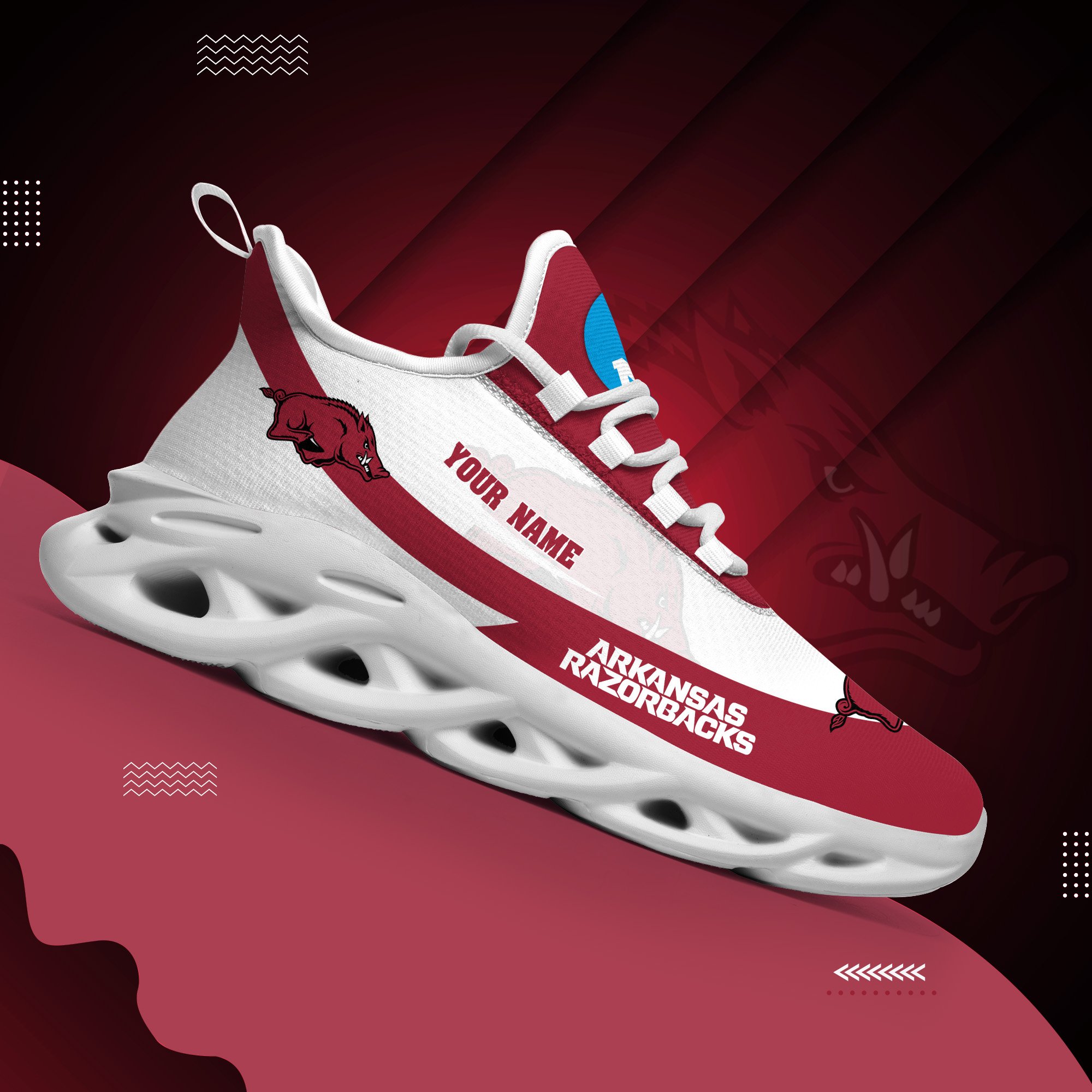 Arkansas Razorbacks White Max Soul Shoes 2025 Versions Custom Your Name, Sports Gift For Fan PH019