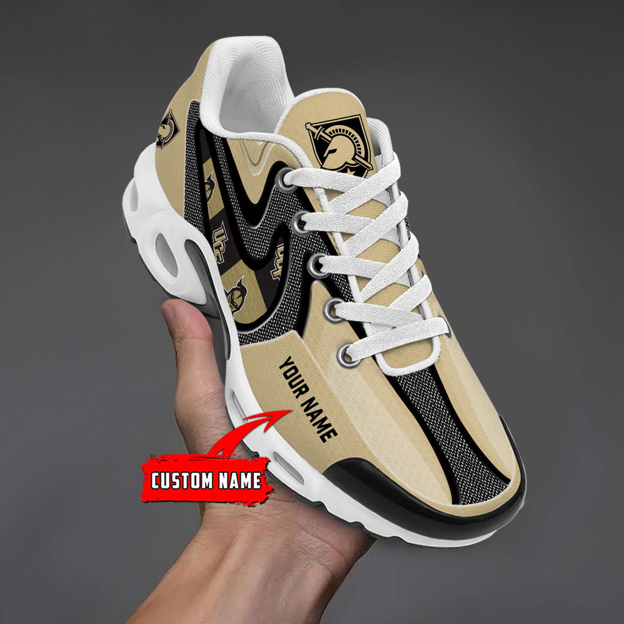 Army Black Knights Personalized Name Team Checkmark Logo Mix Colors Stitch Line TN Air Max Shoes Air Cushion Sneakers