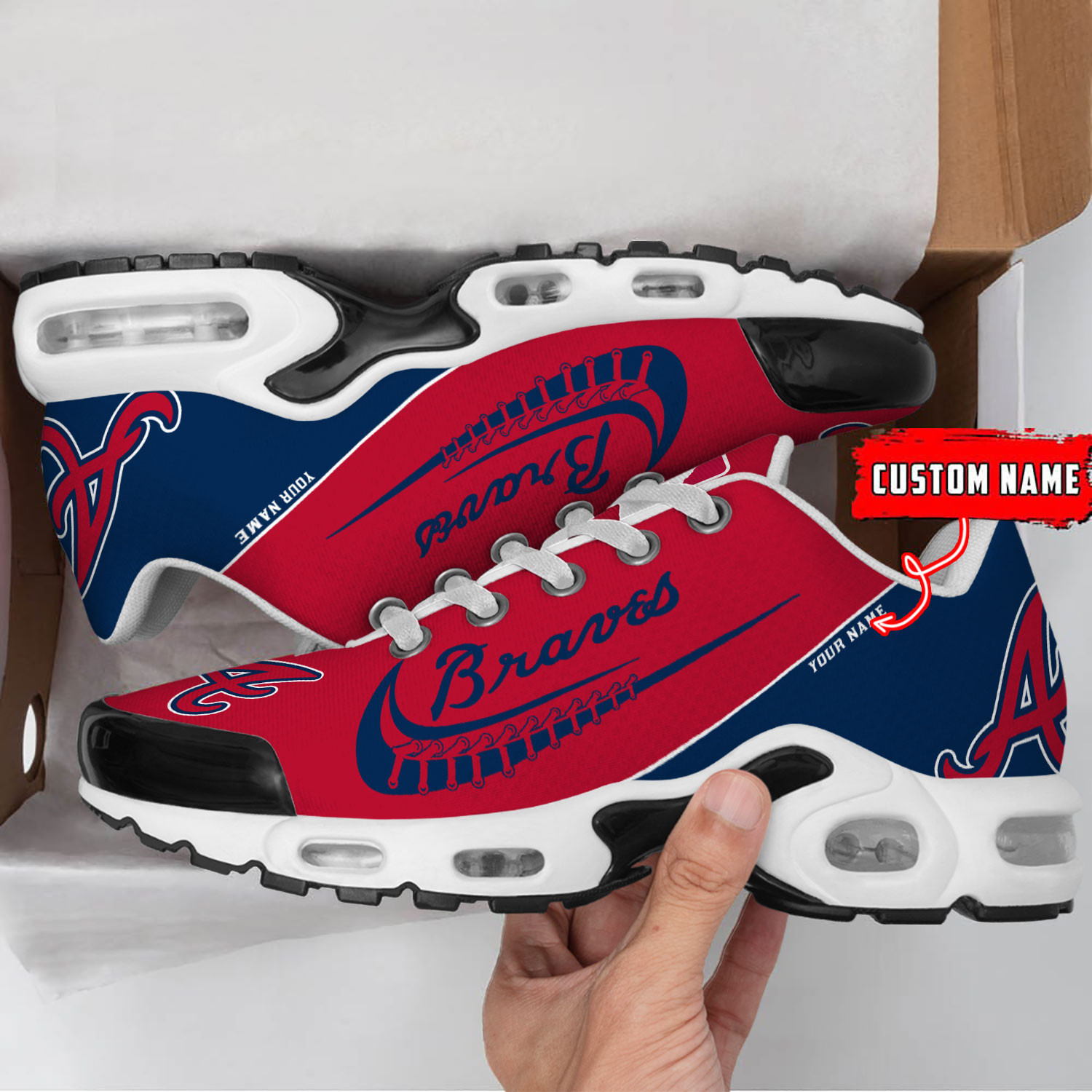 Atlanta Braves Team Logo Baseball God Wings Air Max Shoes Sneaker