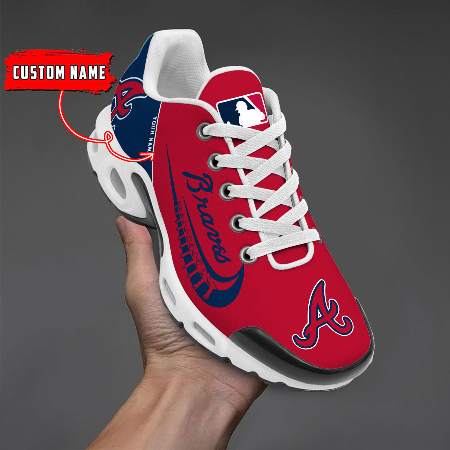 Atlanta Braves Team Logo Baseball God Wings Air Max Shoes Sneaker