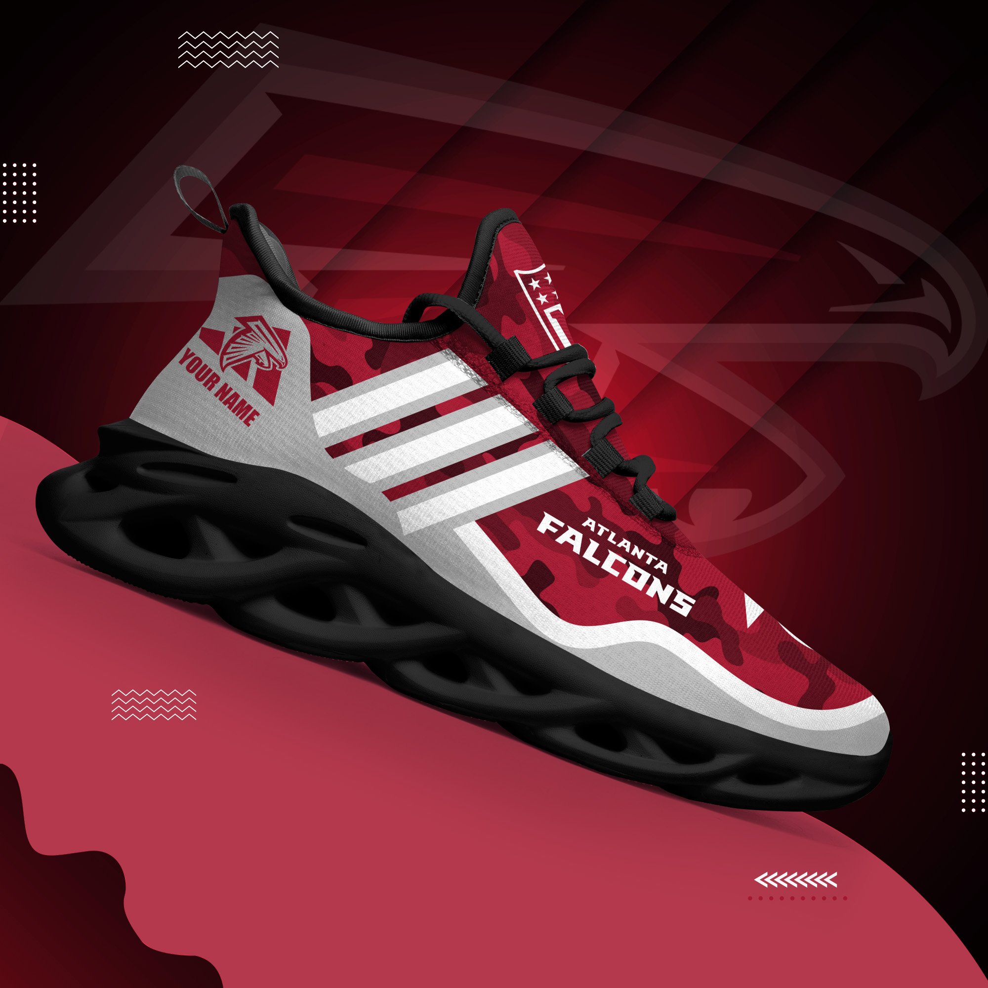 Atlanta Falcons Black Max Soul Shoes 2025 Versions Custom Name 430