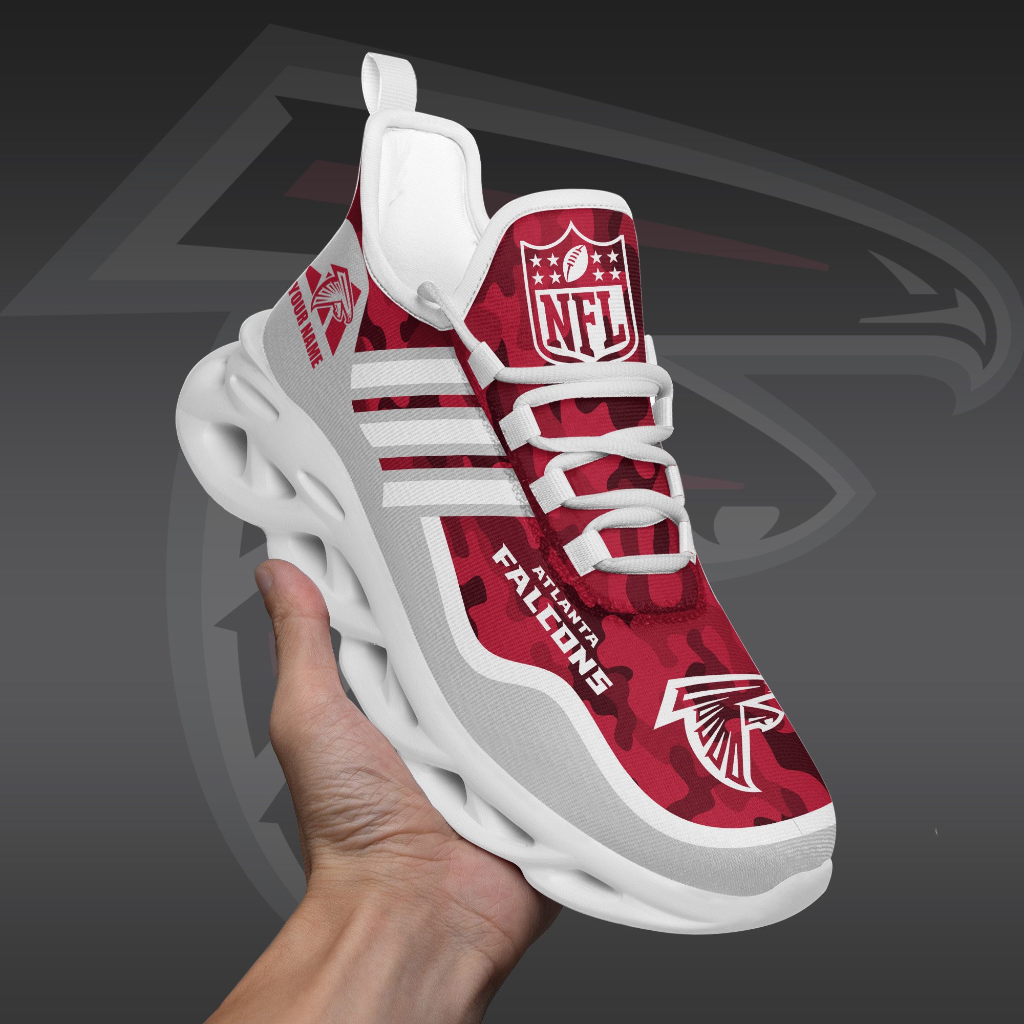 Atlanta Falcons Black Max Soul Shoes 2025 Versions Custom Name 430