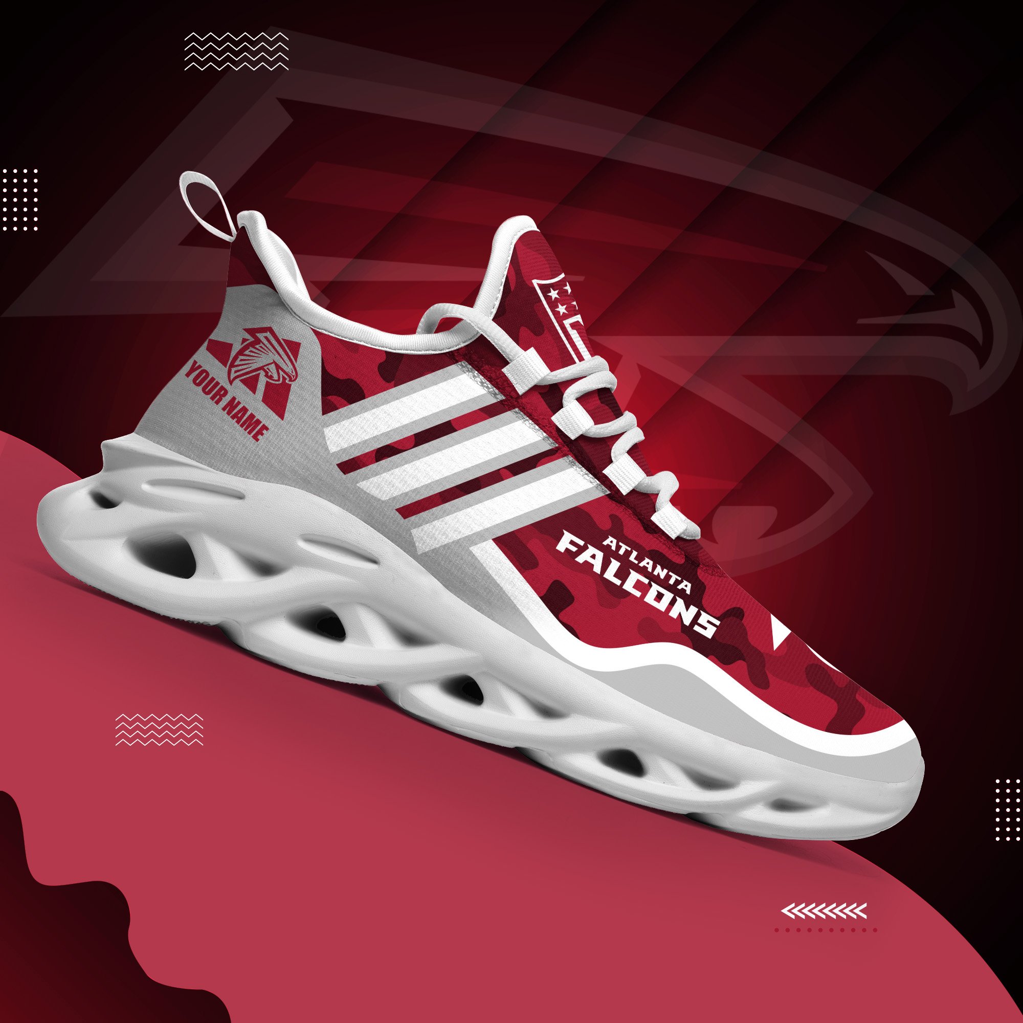 Atlanta Falcons Black Max Soul Shoes 2025 Versions Custom Name 430