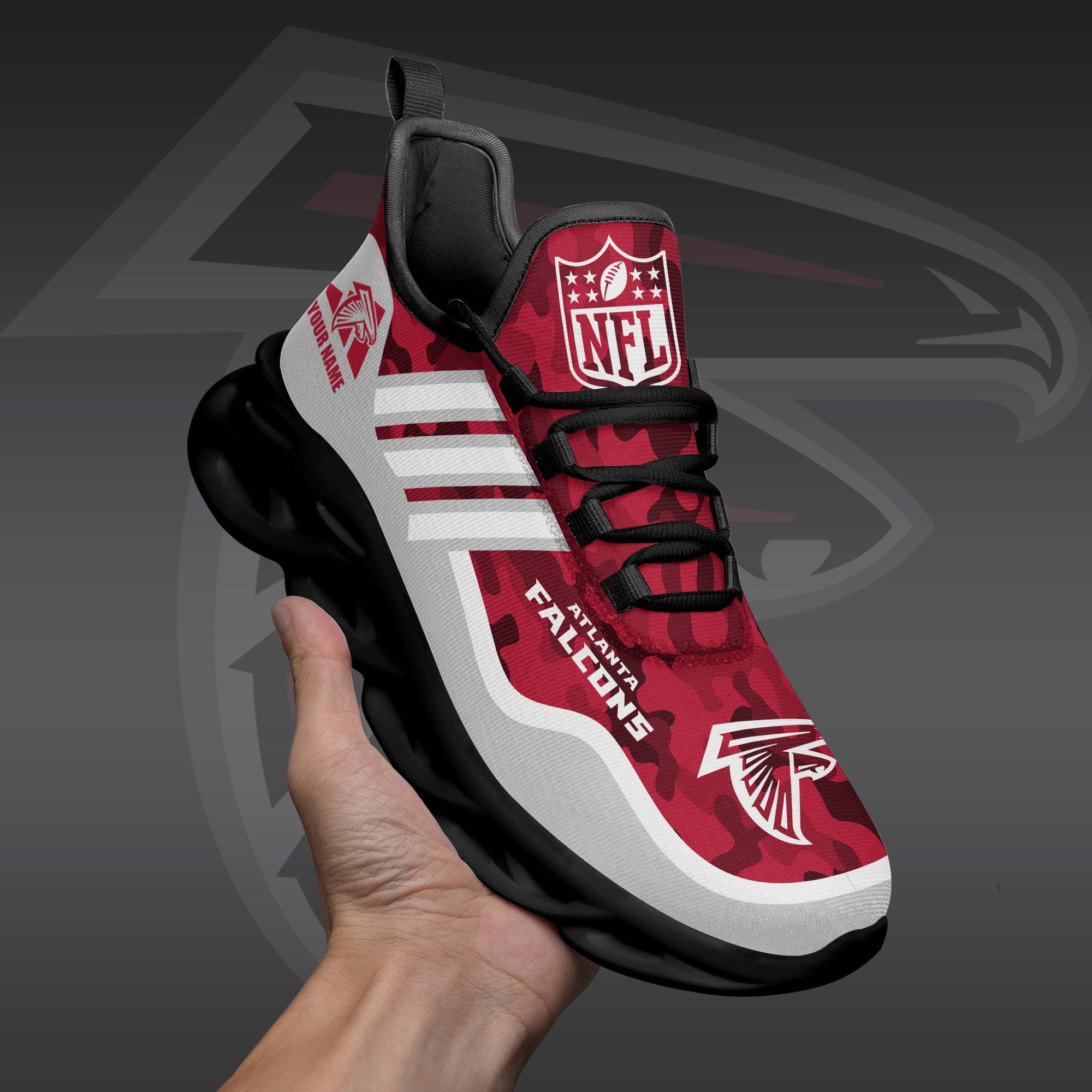 Atlanta Falcons Black Max Soul Shoes 2025 Versions Custom Name 430