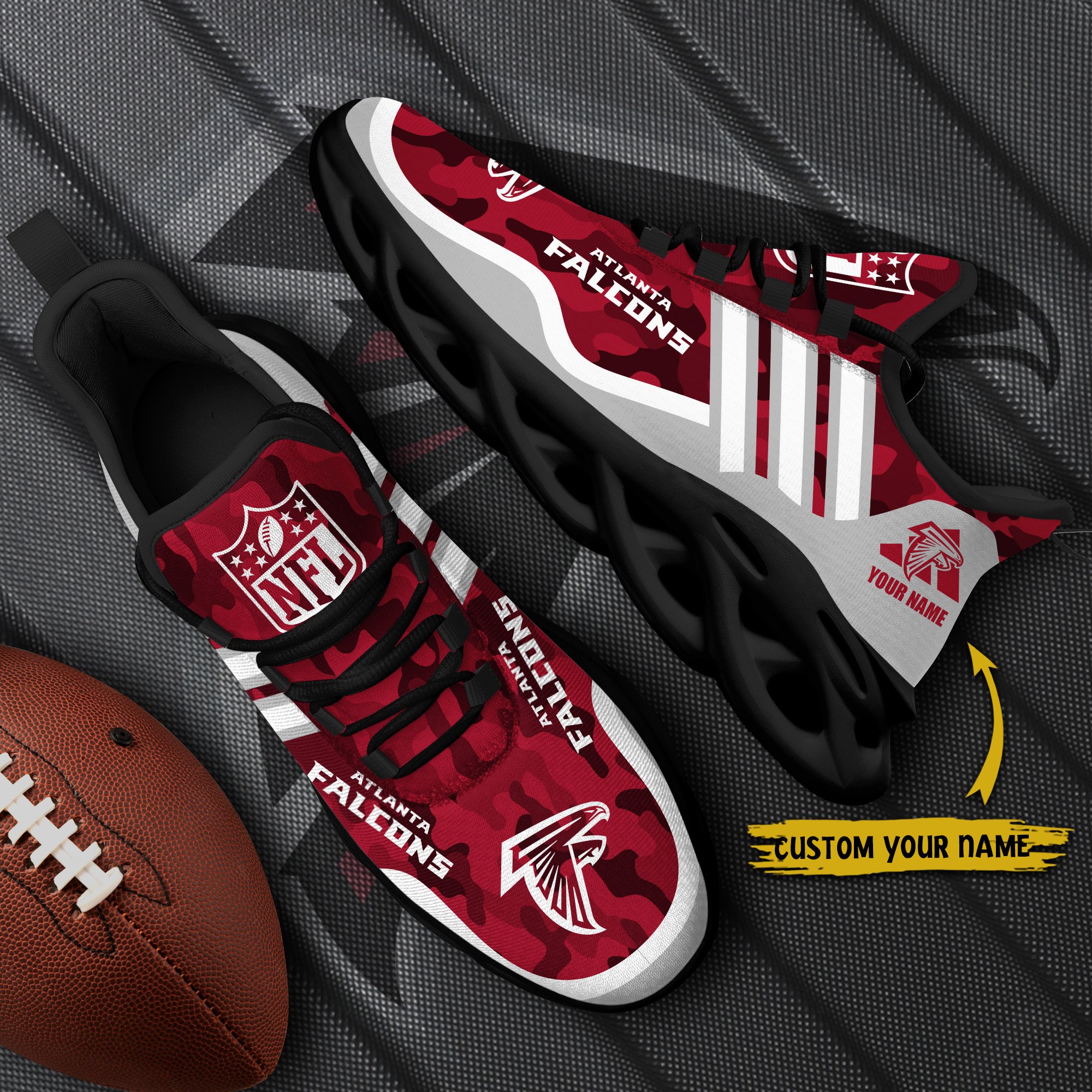 Atlanta Falcons Black Max Soul Shoes 2025 Versions Custom Name 430