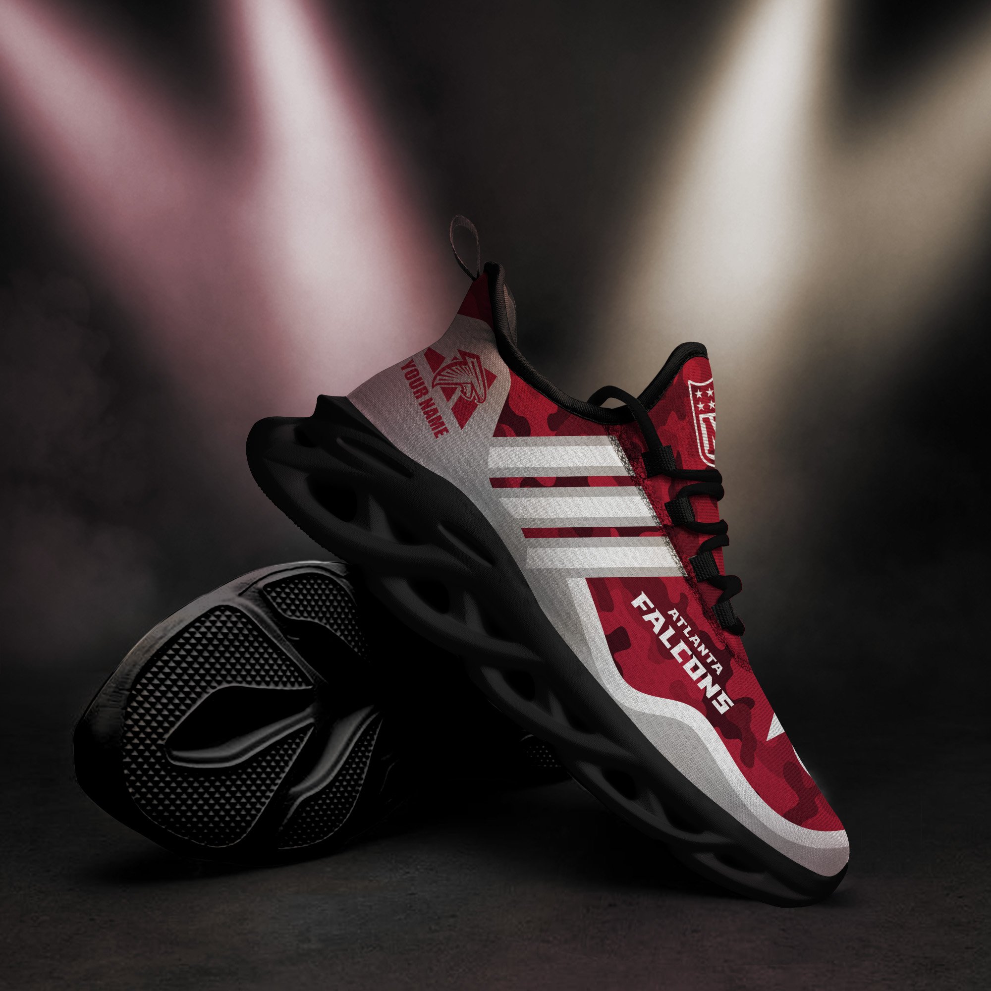 Atlanta Falcons Black Max Soul Shoes 2025 Versions Custom Name 430