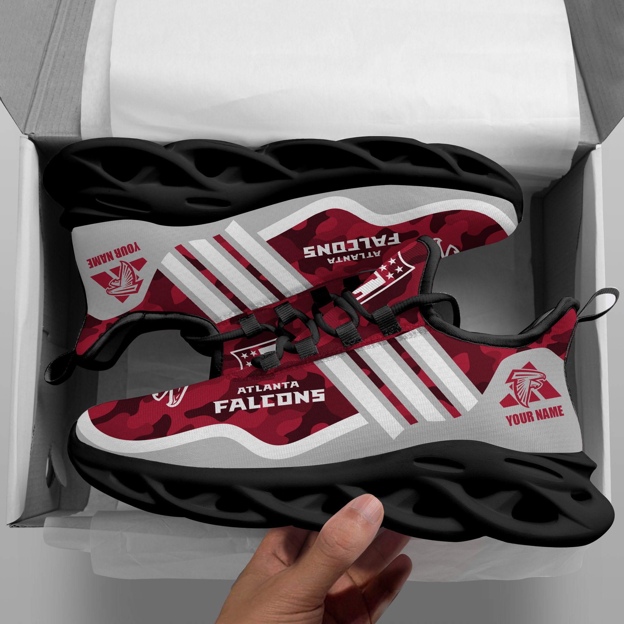 Atlanta Falcons Black Max Soul Shoes 2025 Versions Custom Name 430