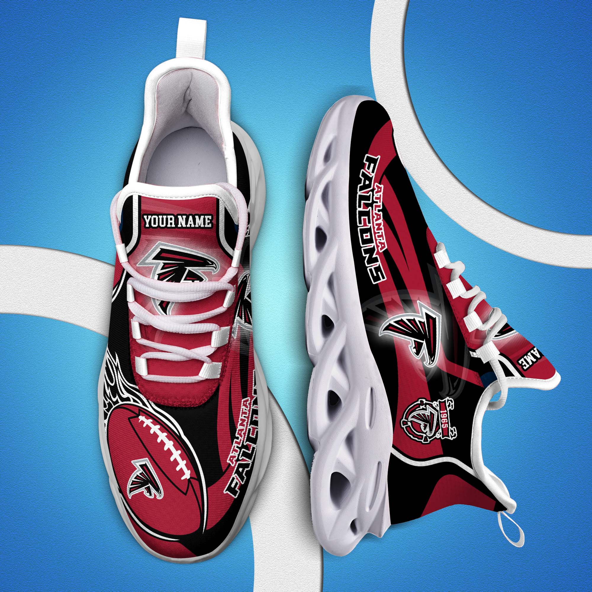 Atlanta Falcons White C Sneakers 2025 Version Personalized Your Name 090