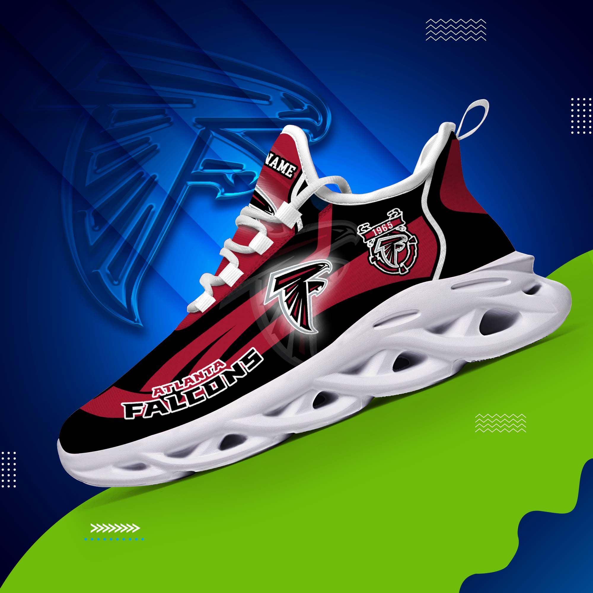 Atlanta Falcons White C Sneakers 2025 Version Personalized Your Name 090