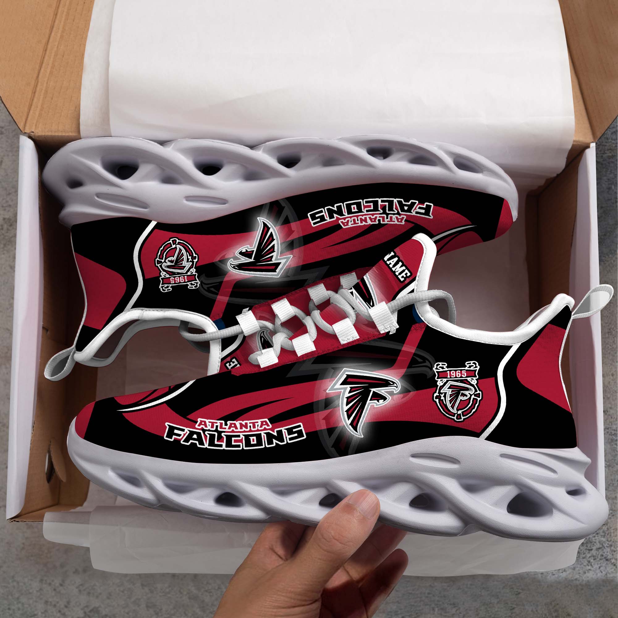 Atlanta Falcons White C Sneakers 2025 Version Personalized Your Name 090