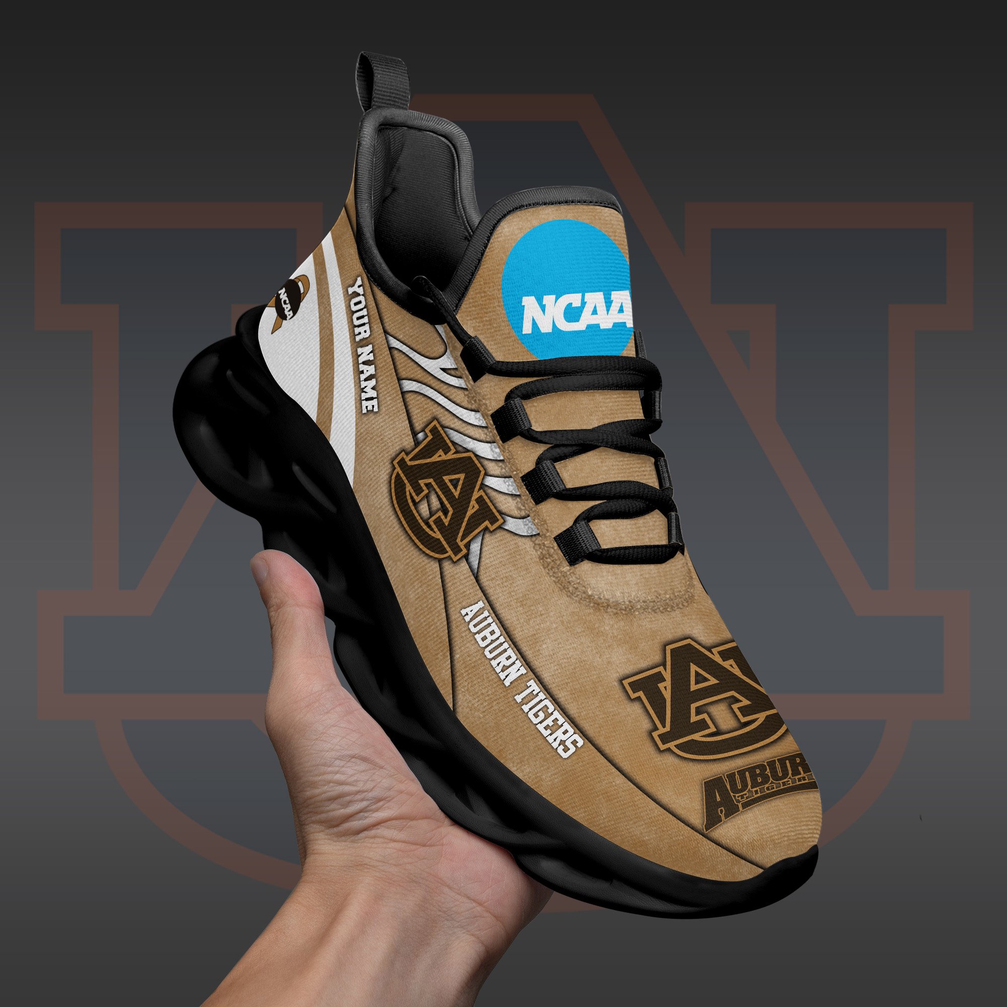 Auburn Tigers Black Max Soul Shoes 2025 Versions Custom Your Name And Number 312