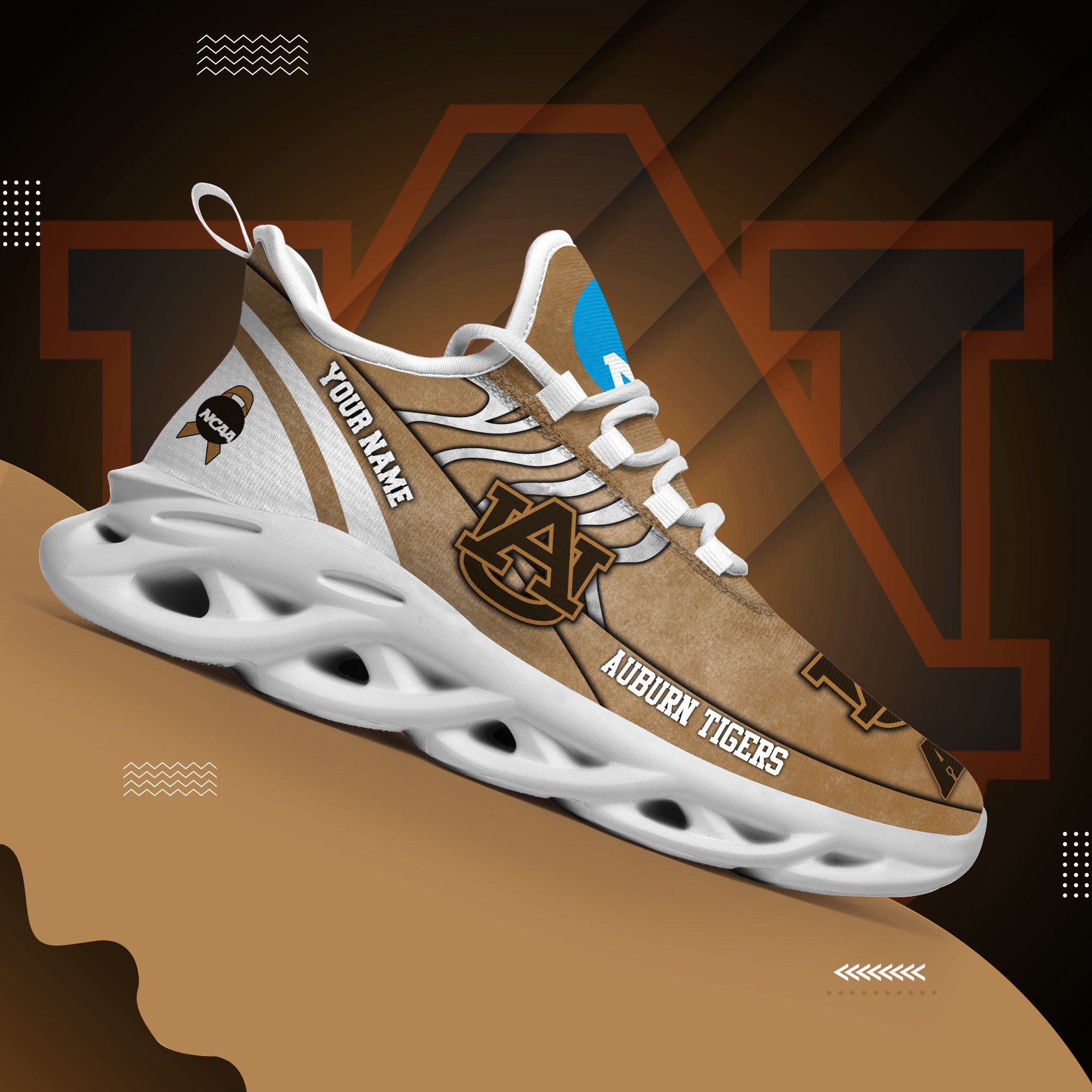 Auburn Tigers Black Max Soul Shoes 2025 Versions Custom Your Name And Number 312