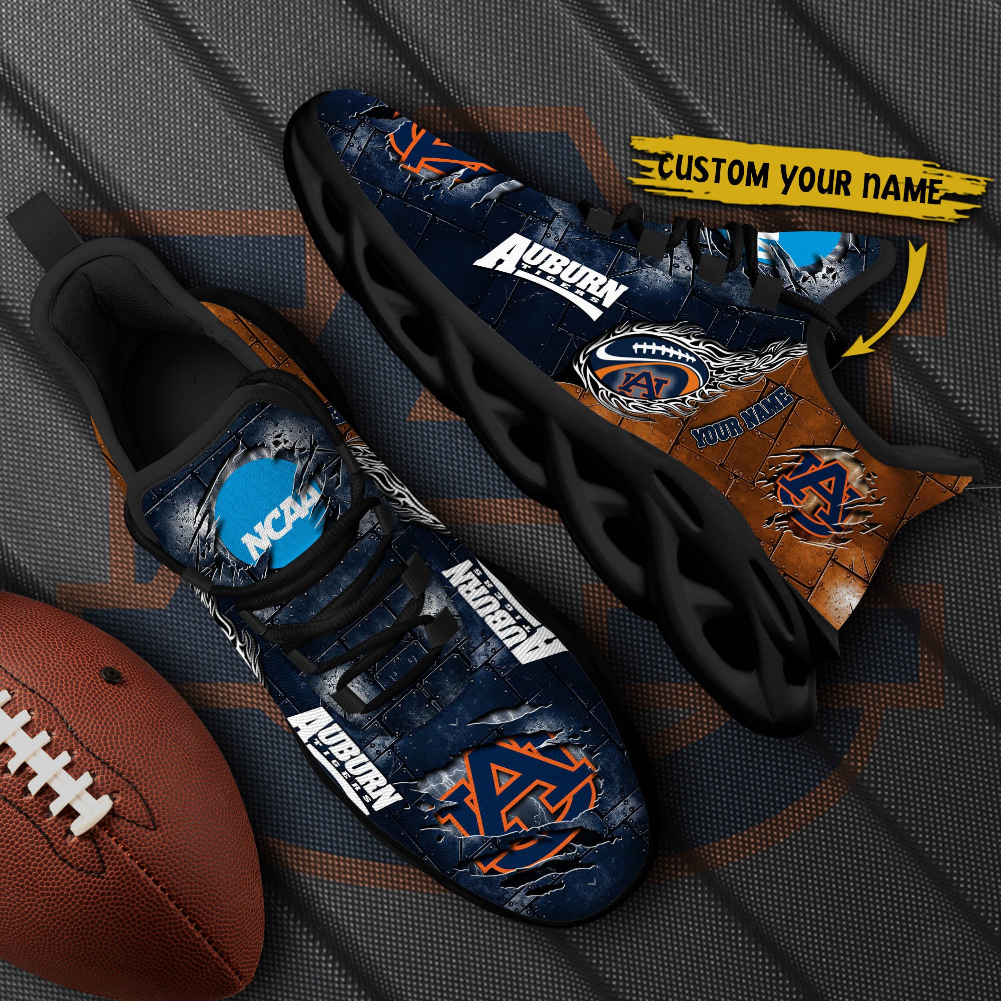 Auburn Tigers Black Max Soul Shoes 2025 Versions, White Max Soul Shoes Custom Your Name PH879