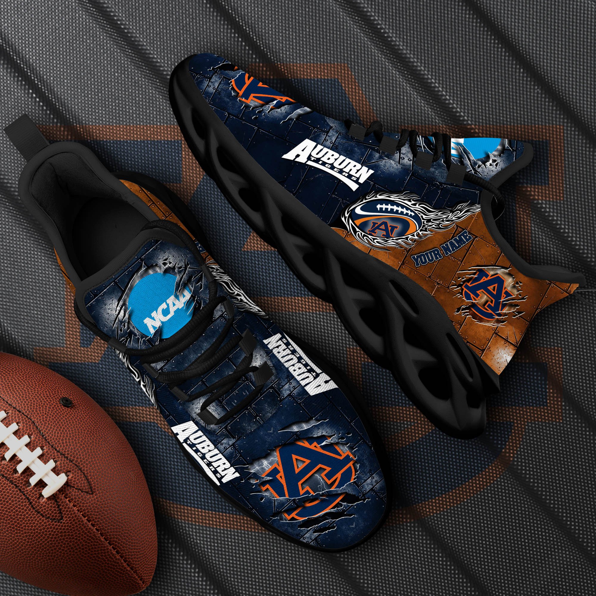 Auburn Tigers Black Max Soul Shoes 2025 Versions, White Max Soul Shoes Custom Your Name PH879
