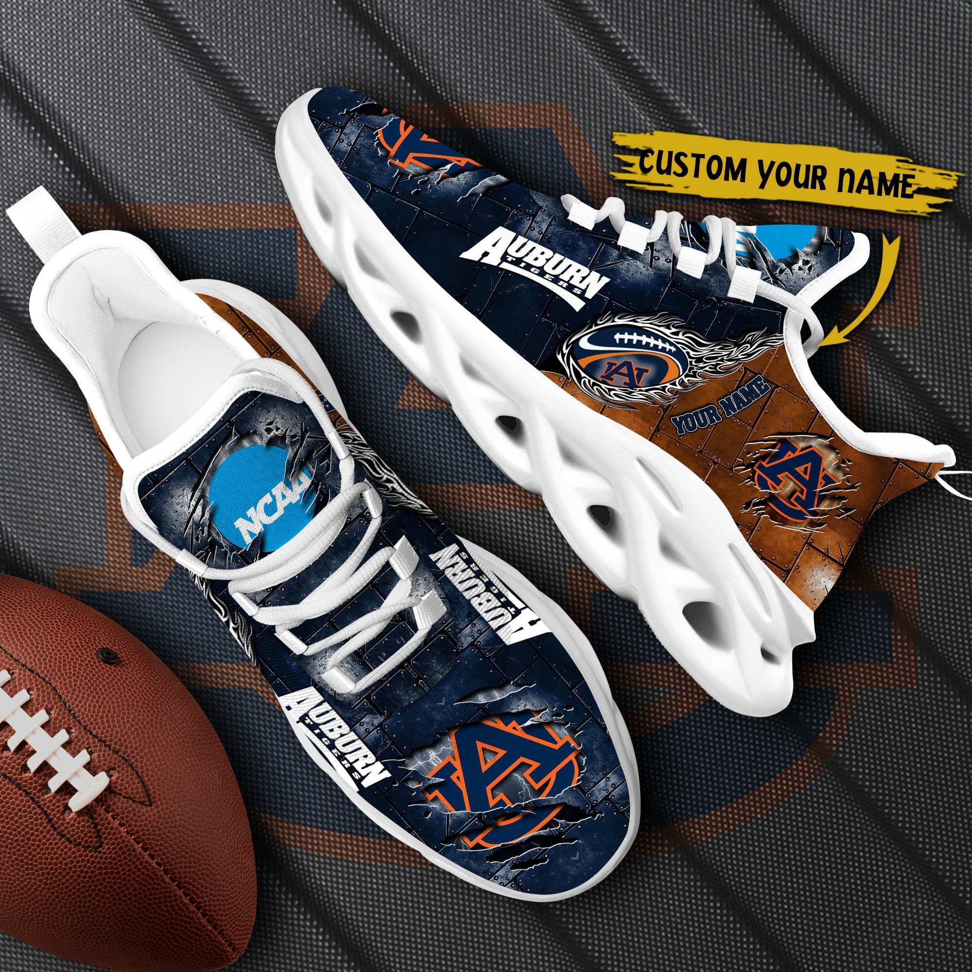 Auburn Tigers Black Max Soul Shoes 2025 Versions, White Max Soul Shoes Custom Your Name PH879
