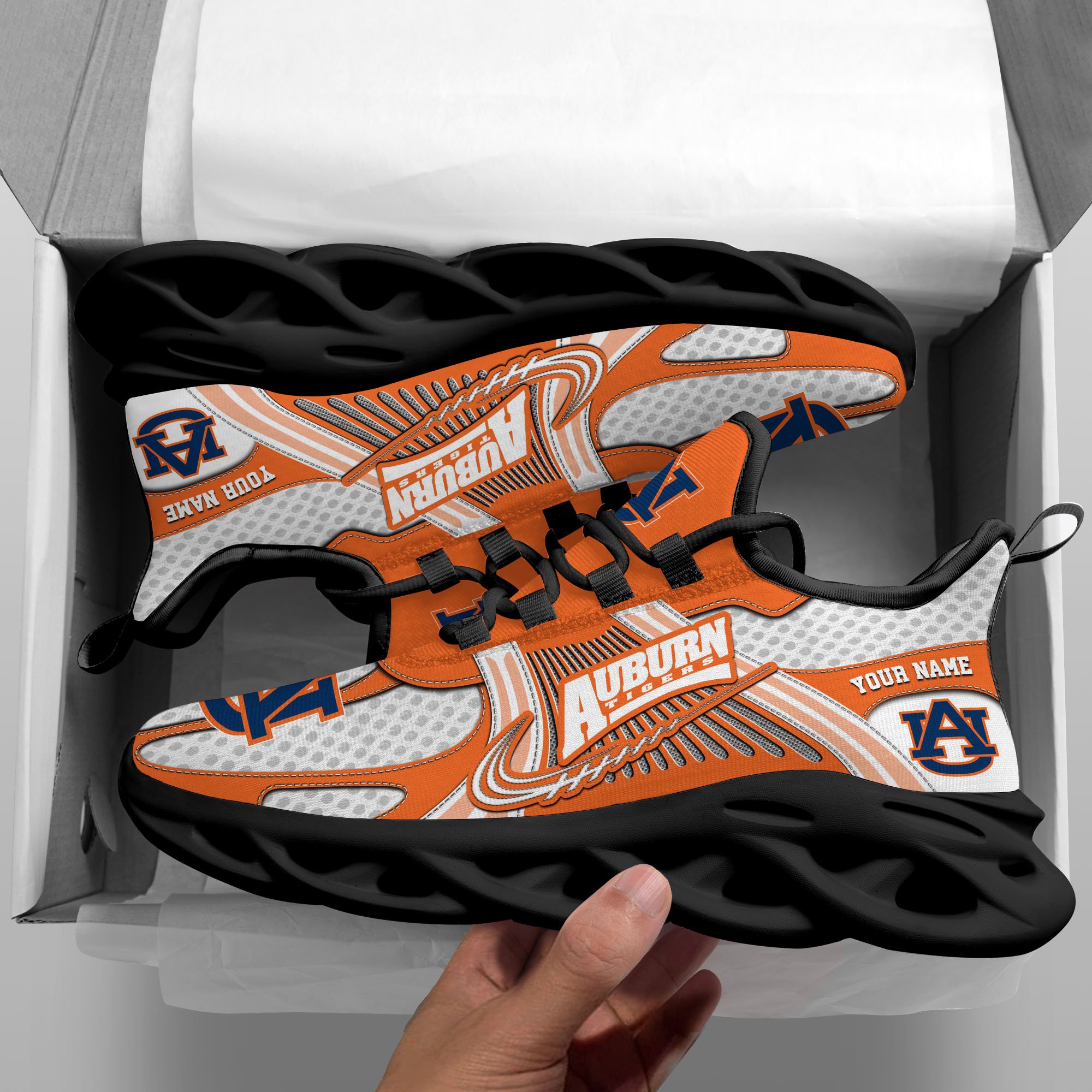 Auburn Tigers Clunky Sneakers Custom Your Name, Sport Sneakers, Sport Gifts For Fan, Gifts For Him