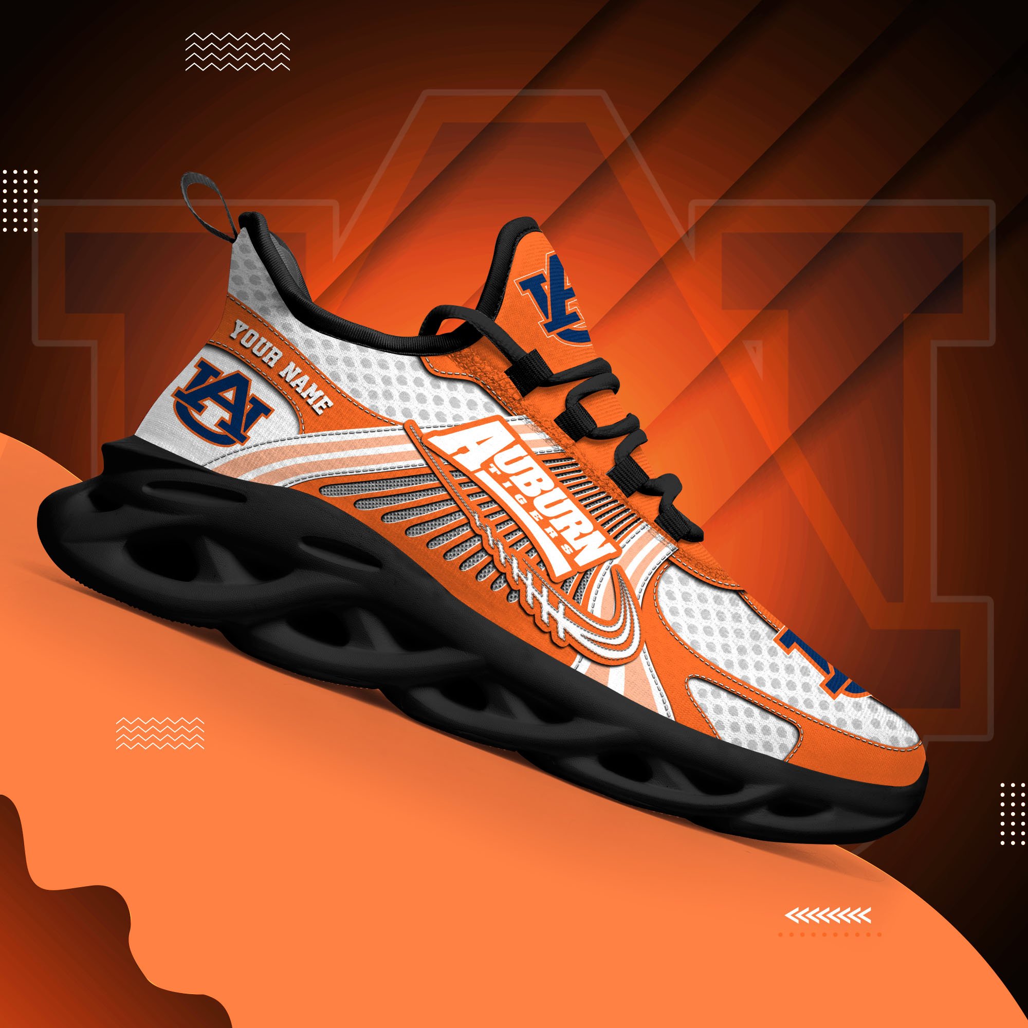 Auburn Tigers Clunky Sneakers Custom Your Name, Sport Sneakers, Sport Gifts For Fan, Gifts For Him
