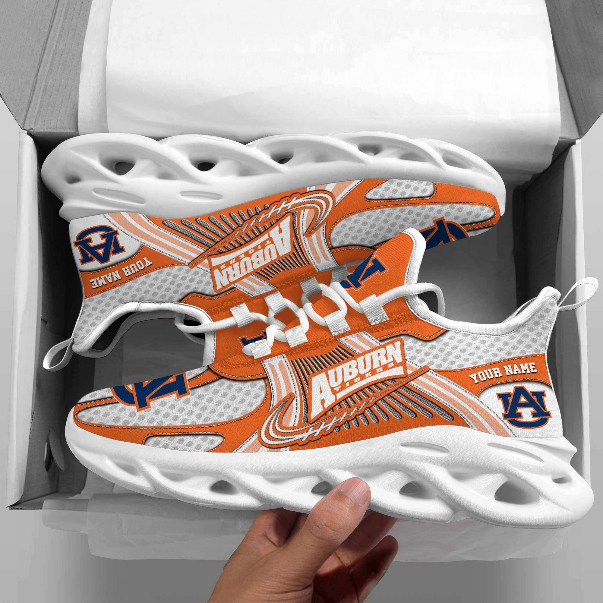 Auburn Tigers Clunky Sneakers Custom Your Name, Sport Sneakers, Sport Gifts For Fan, Gifts For Him