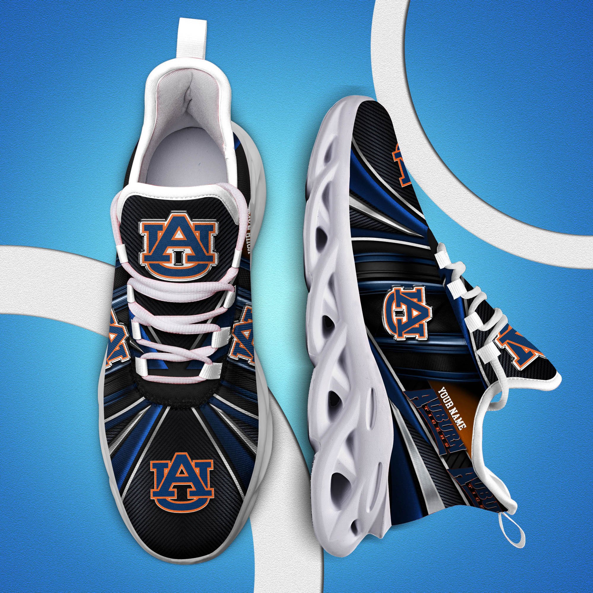Auburn Tigers White C Sneakers 2025 Version Personalized Your Name, Sport Team Sneakers, Sport Gifts PH892