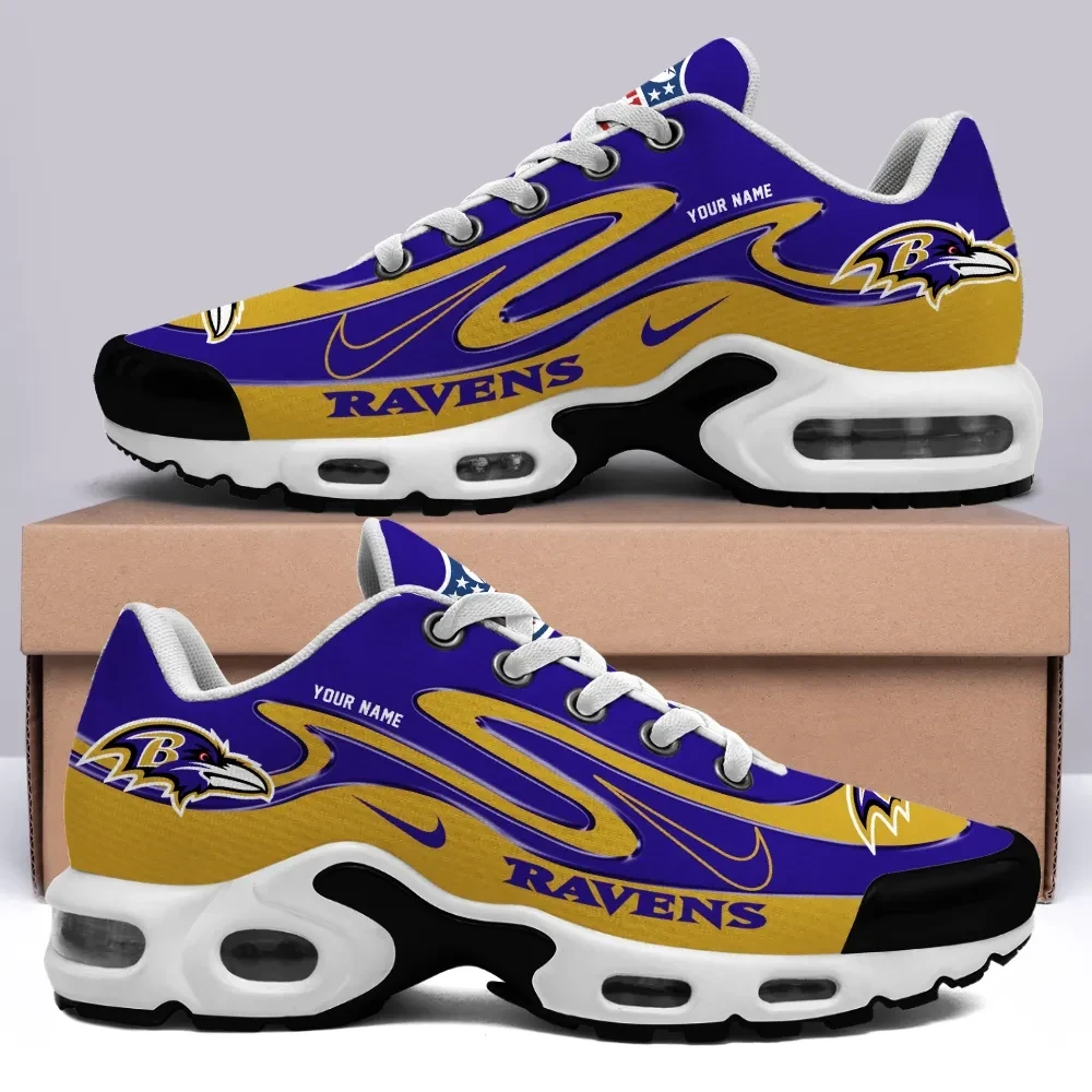 Baltimore Ravens Personalized Name Team Mix Colors V2 TN Air Max Shoes Air Cushion Sneakers