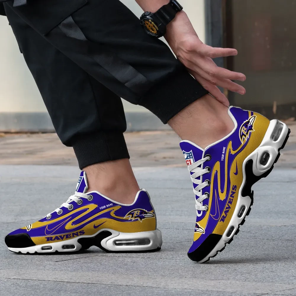 Baltimore Ravens Personalized Name Team Mix Colors V2 TN Air Max Shoes Air Cushion Sneakers