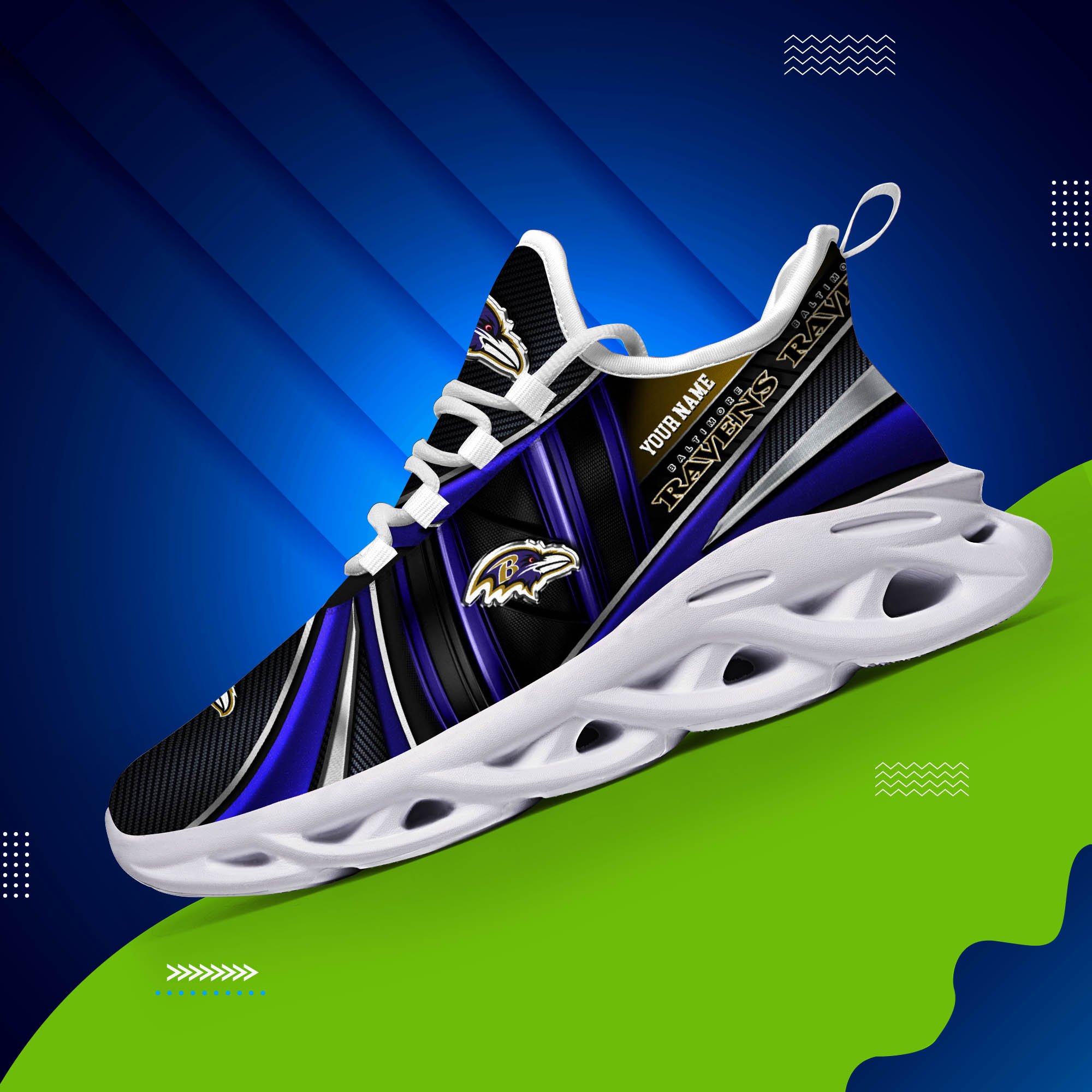 Baltimore Ravens White C Sneakers 2025 Version Personalized Your Name, Sport Team Sneakers, Sport Gifts PH892