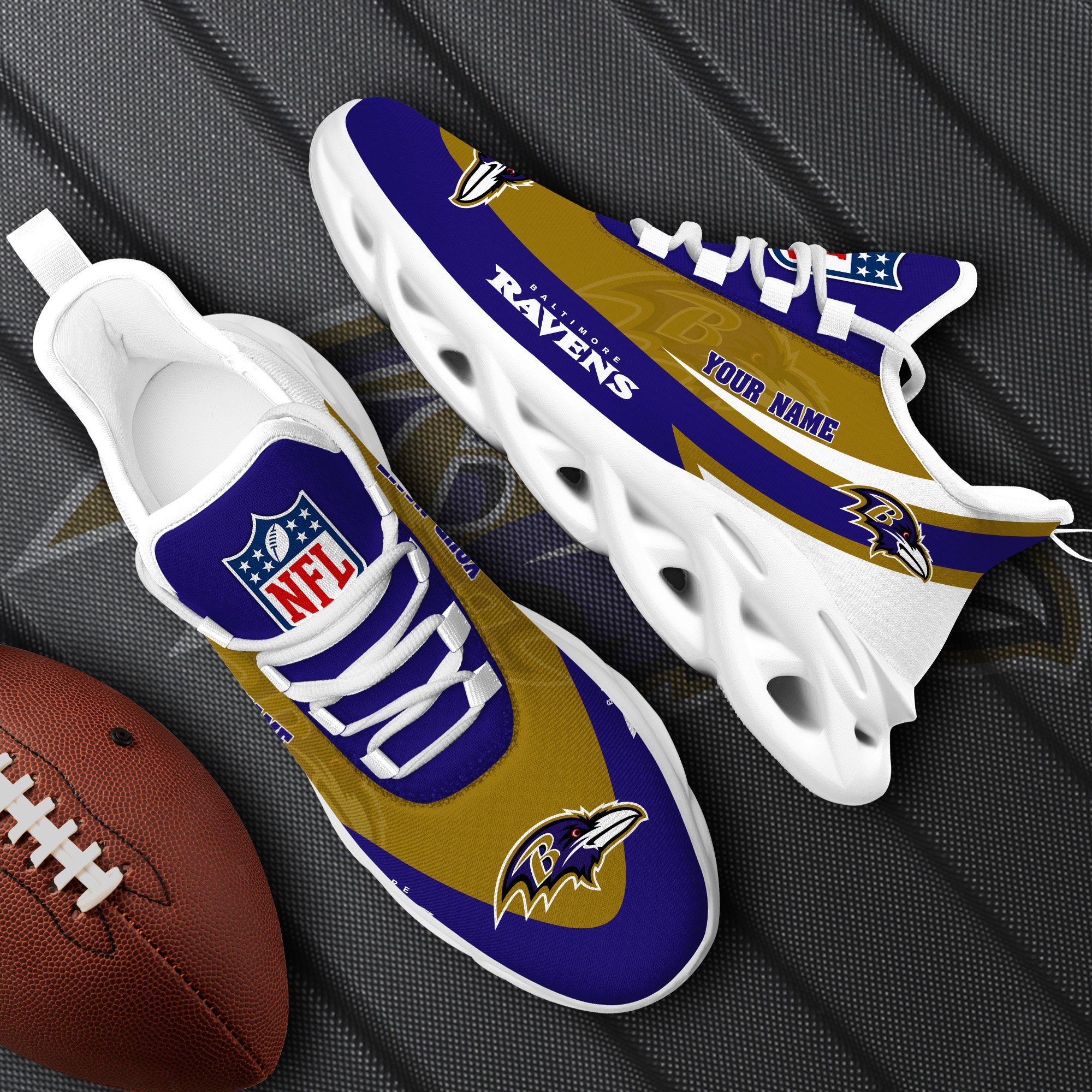 Baltimore Ravens White Max Soul Shoes 2025 Versions Custom Your Name, Sports Gift For Fan, Sport Gifts PH410
