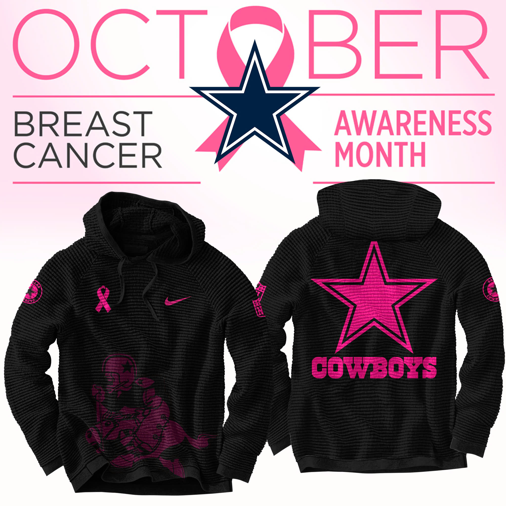 Black Dallas Cowboys Crucial Catch Waffle Hoodie 
