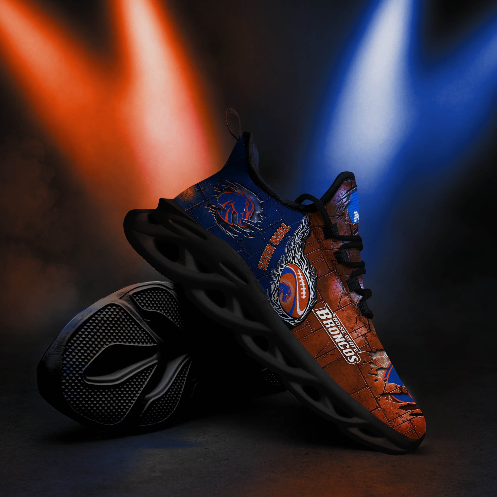 Boise State Broncos Black Max Soul Shoes 2025 Versions, White Max Soul Shoes Custom Your Name PH879