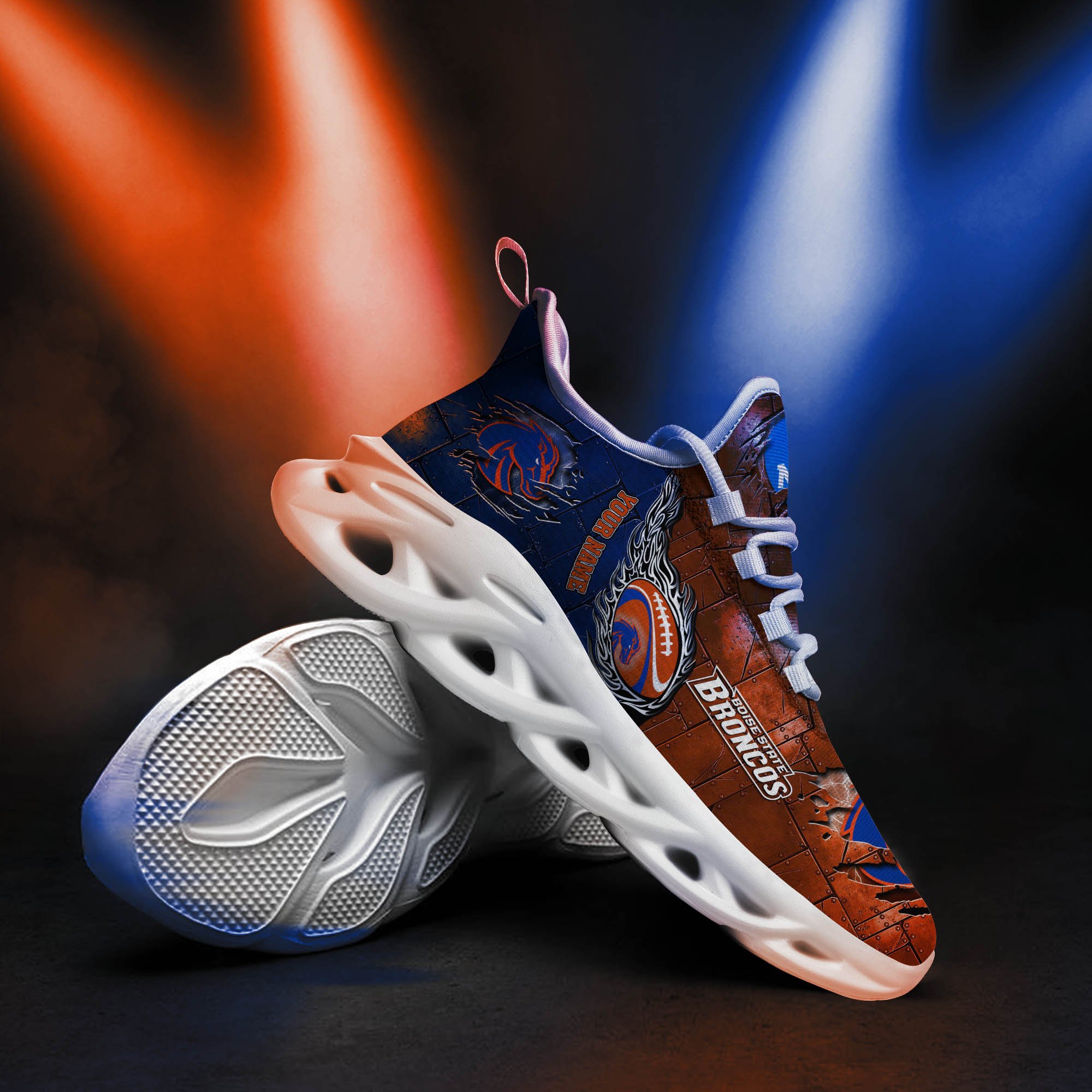 Boise State Broncos Black Max Soul Shoes 2025 Versions, White Max Soul Shoes Custom Your Name PH879