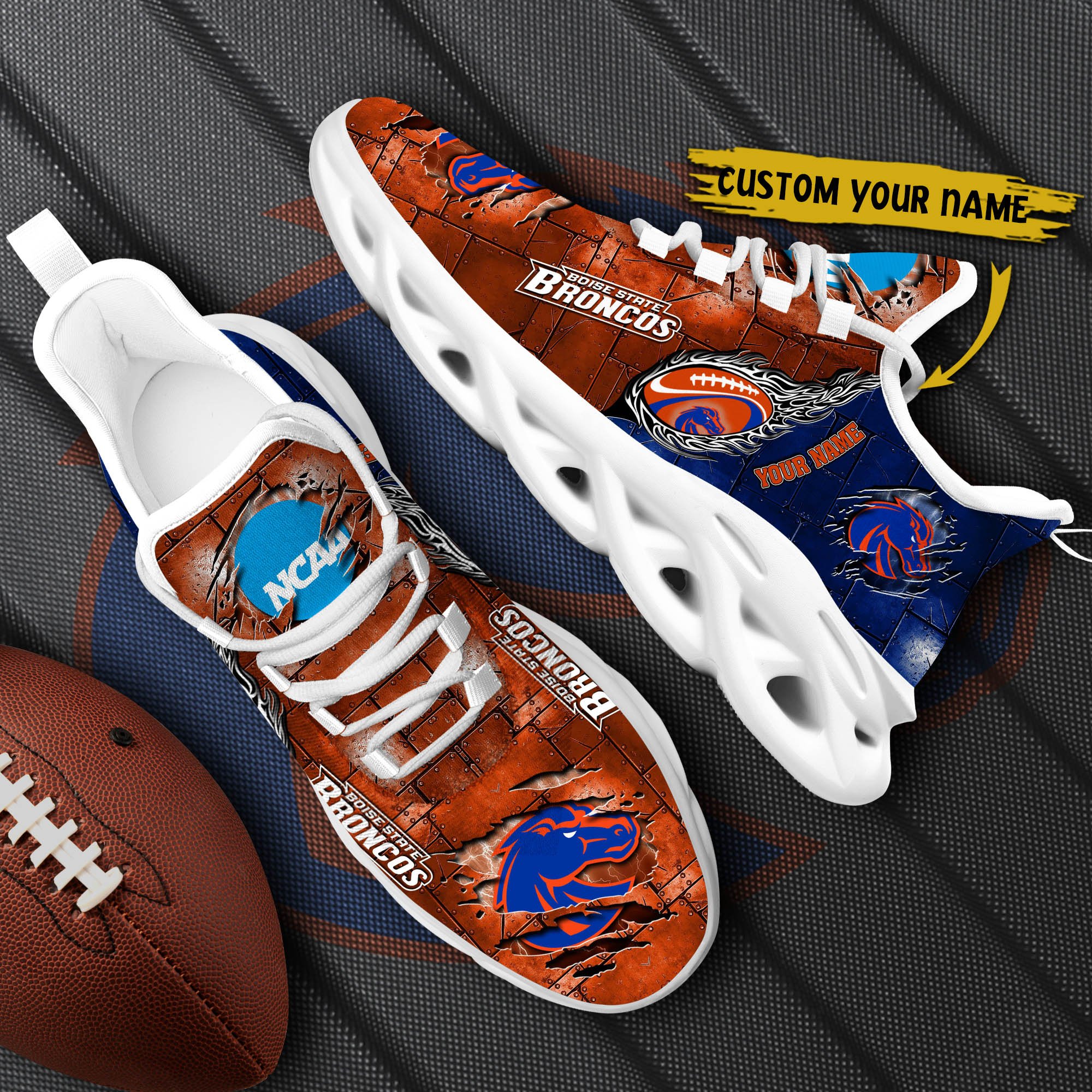 Boise State Broncos Black Max Soul Shoes 2025 Versions, White Max Soul Shoes Custom Your Name PH879