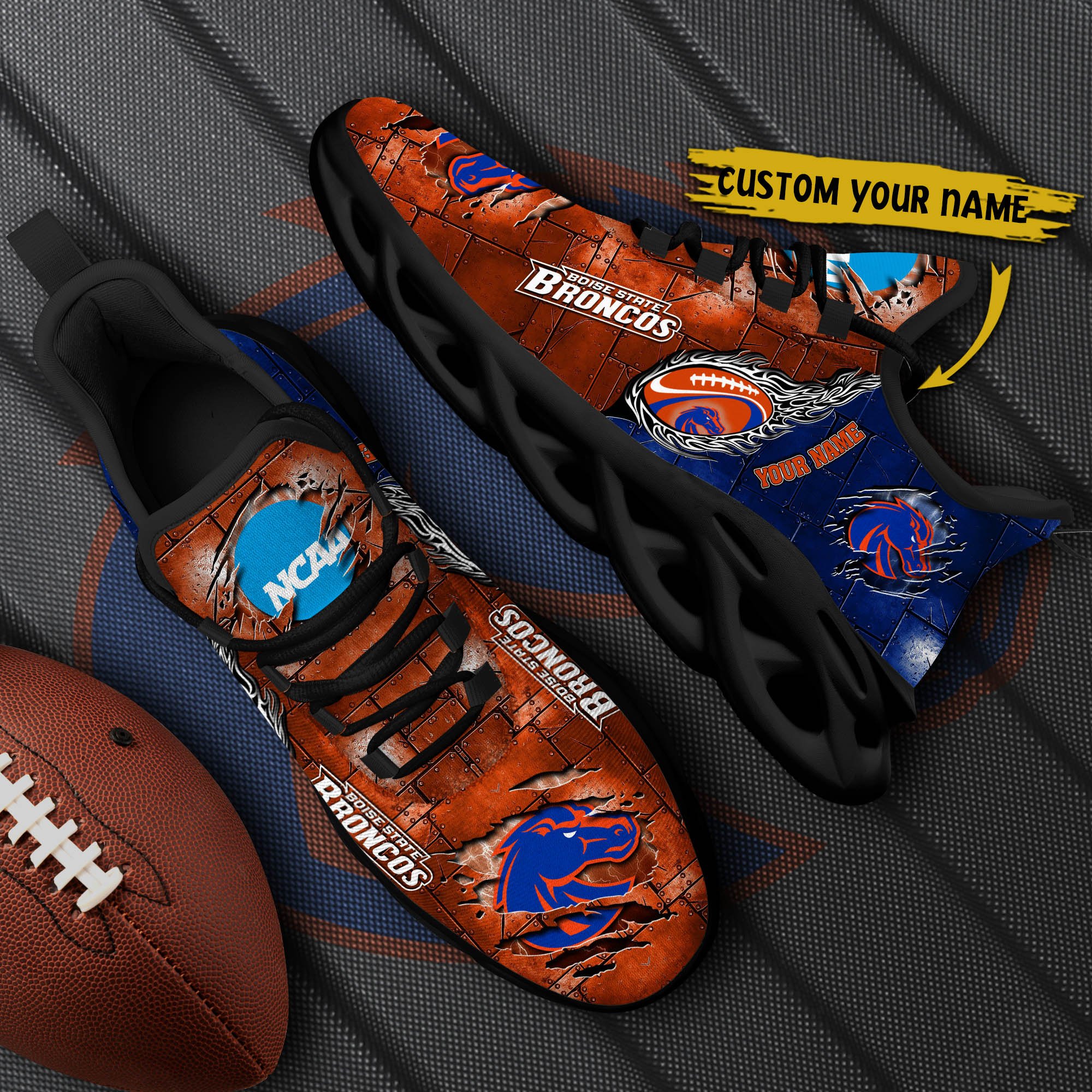 Boise State Broncos Black Max Soul Shoes 2025 Versions, White Max Soul Shoes Custom Your Name PH879