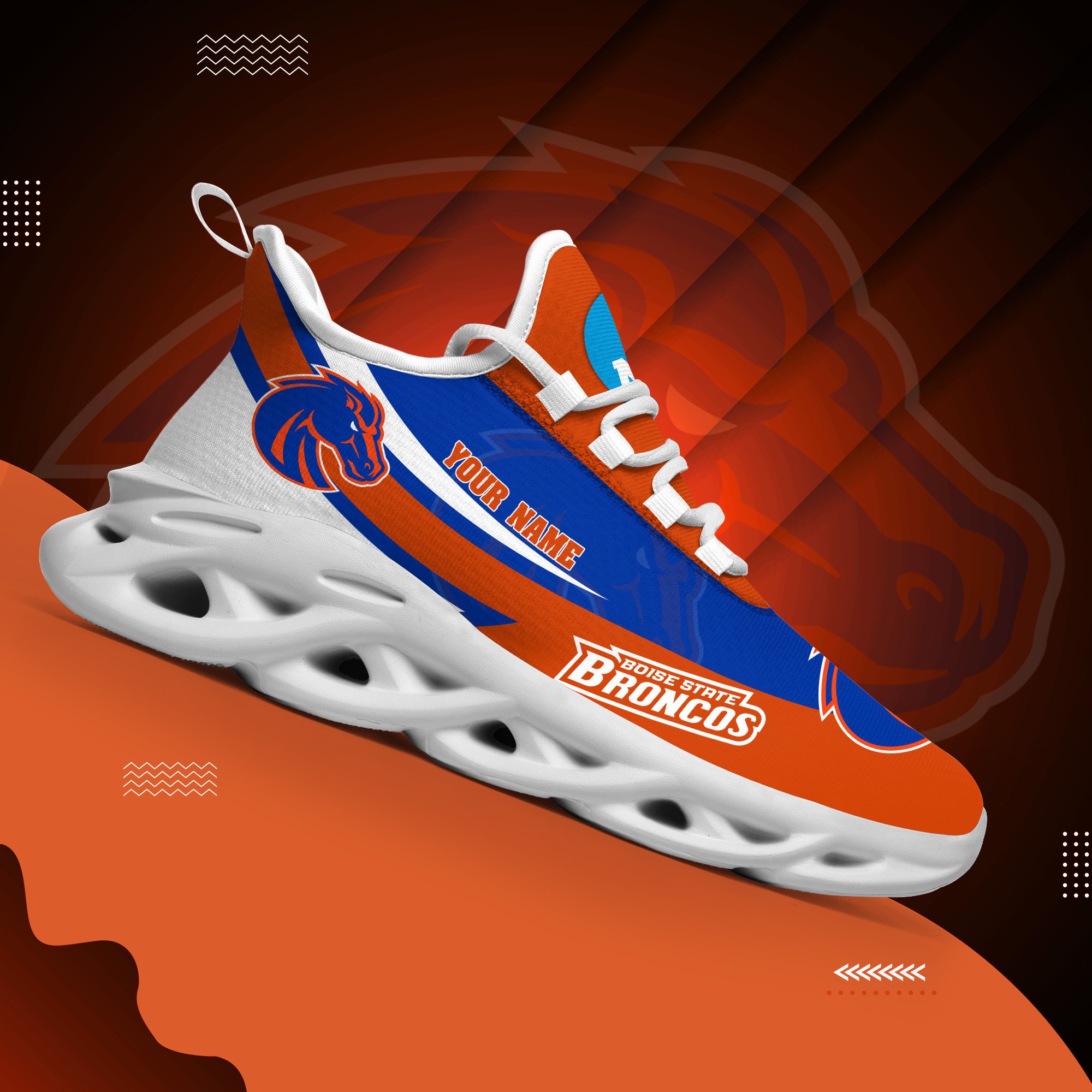 Boise State Broncos White Max Soul Shoes 2025 Versions Custom Your Name, Sports Gift For Fan PH019