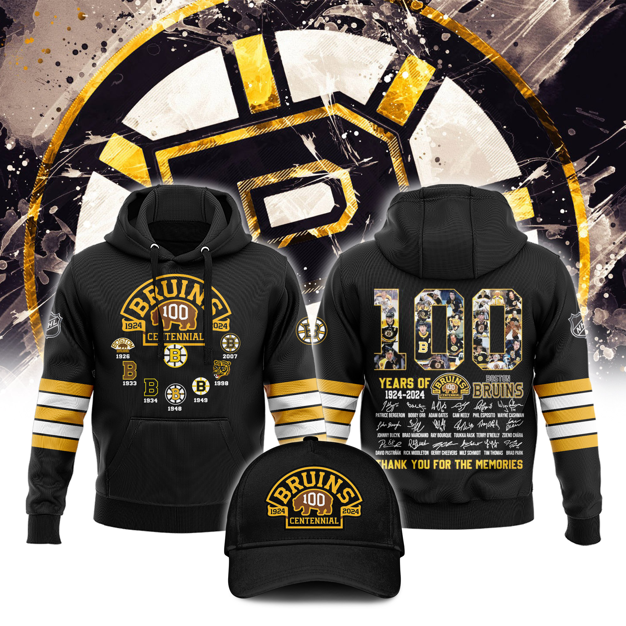 Boston Bruins 100 Centennial 1924  Hoodie 