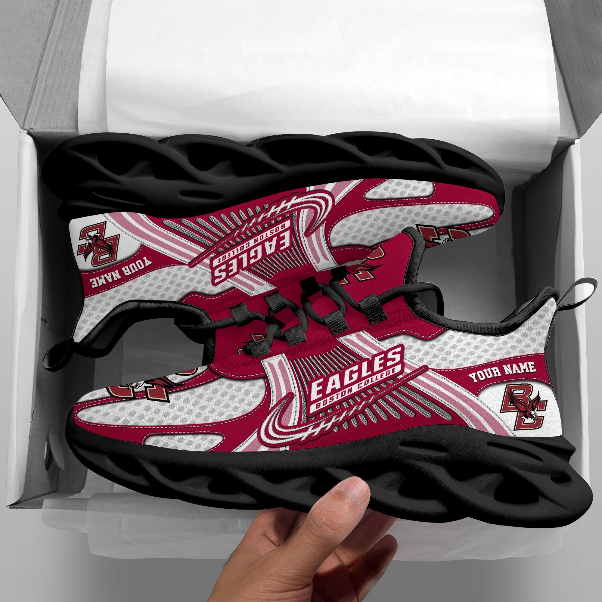 Boston College Eagles Clunky Sneakers Custom Your Name, Sport Sneakers, Sport Gifts For Fan, Gifts For Him
