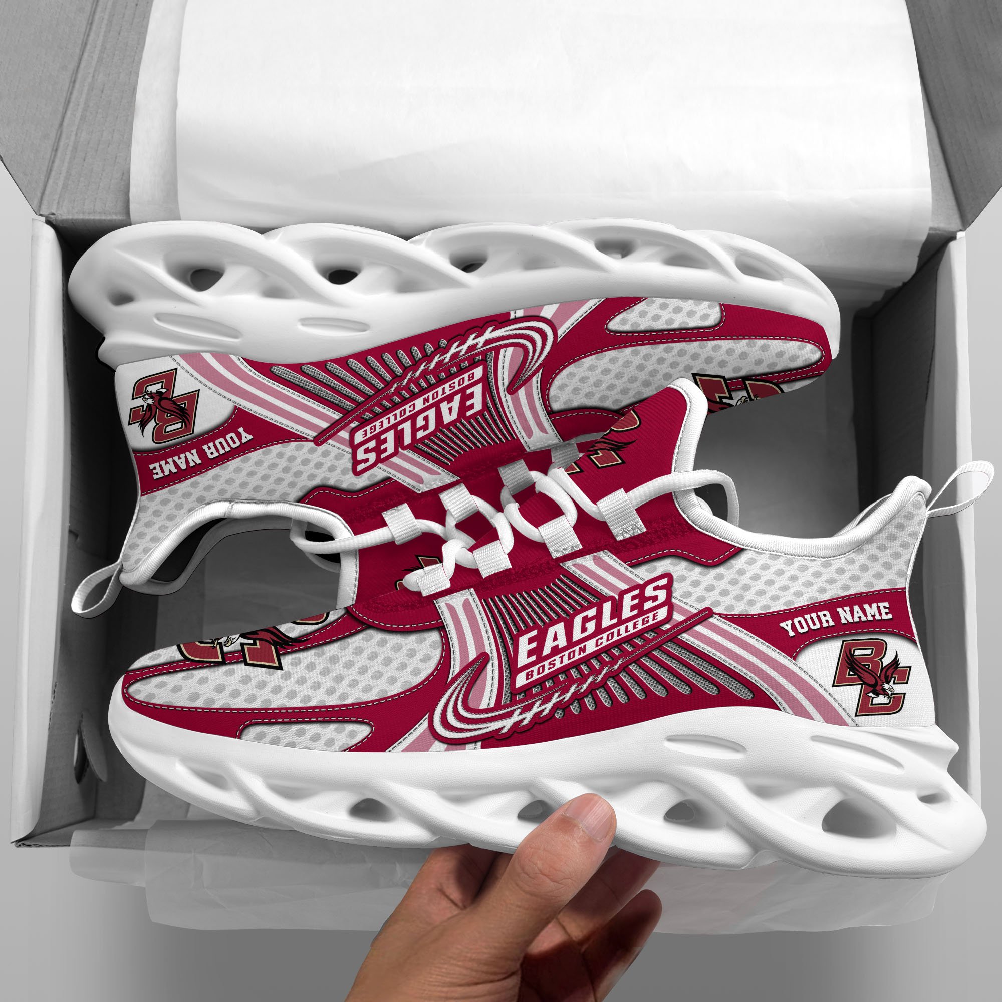 Boston College Eagles Clunky Sneakers Custom Your Name, Sport Sneakers, Sport Gifts For Fan, Gifts For Him